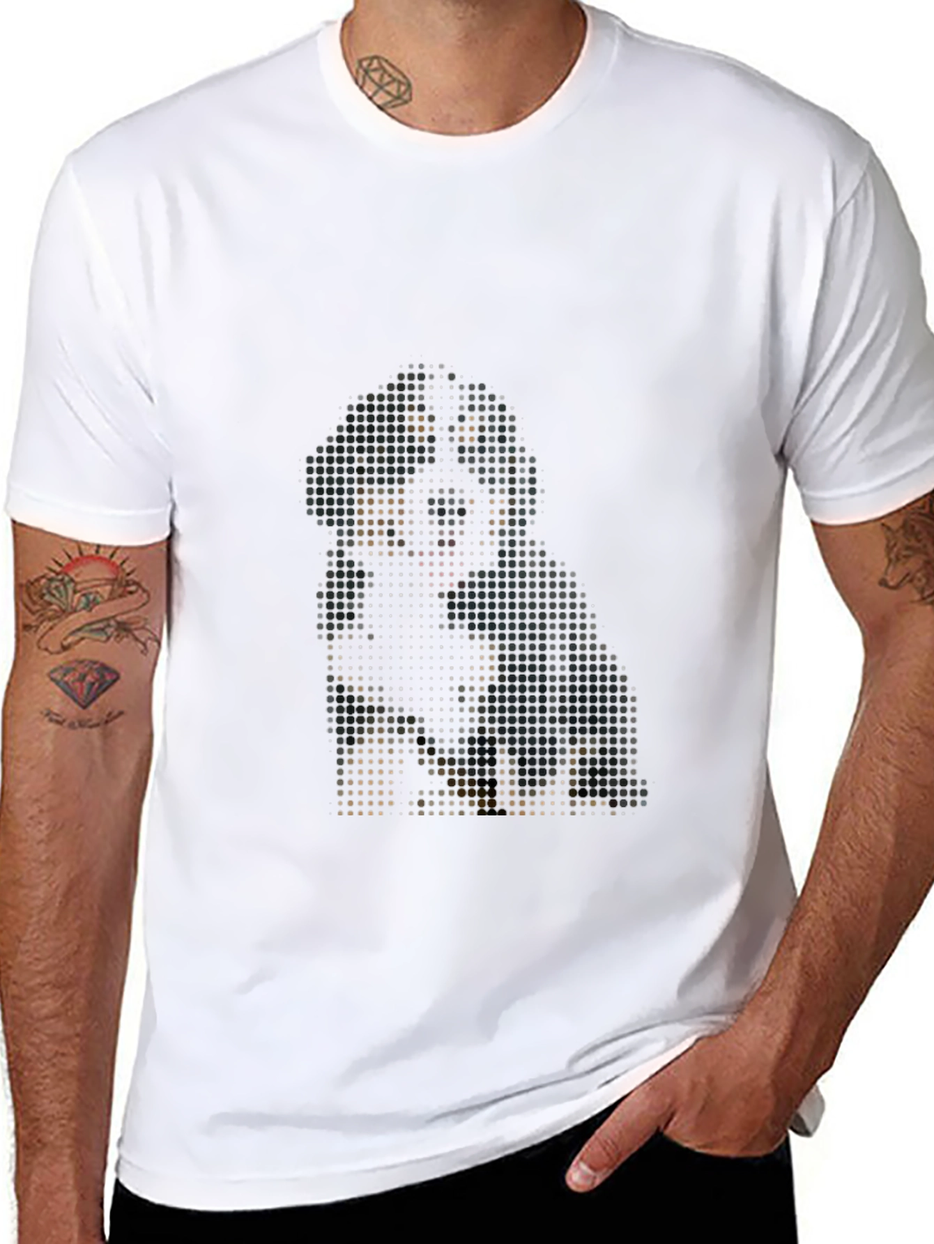 Pixelated Dog Graphic Tee - Modern Black T-Shirt