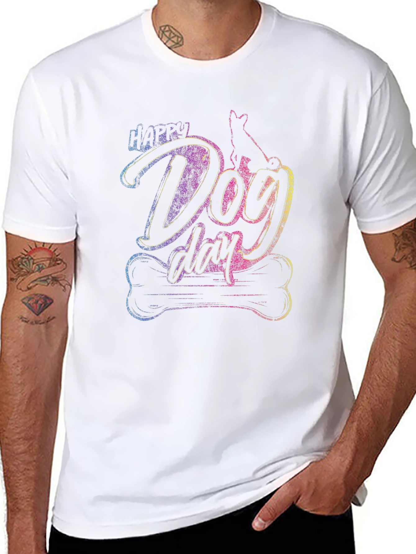 Happy Dog Day Graphic Tee - Casual Cotton Shirt
