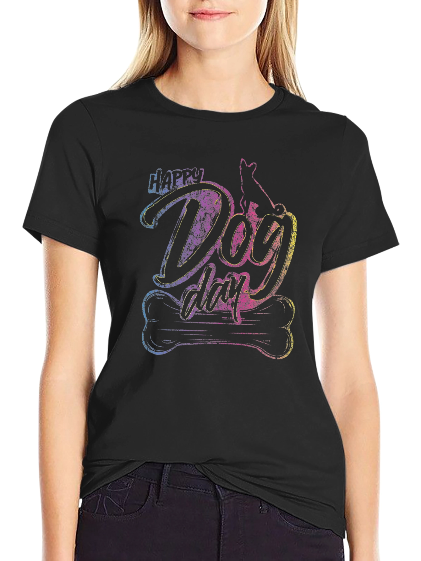 Happy Dog Day Graphic Tee - Casual Cotton Shirt