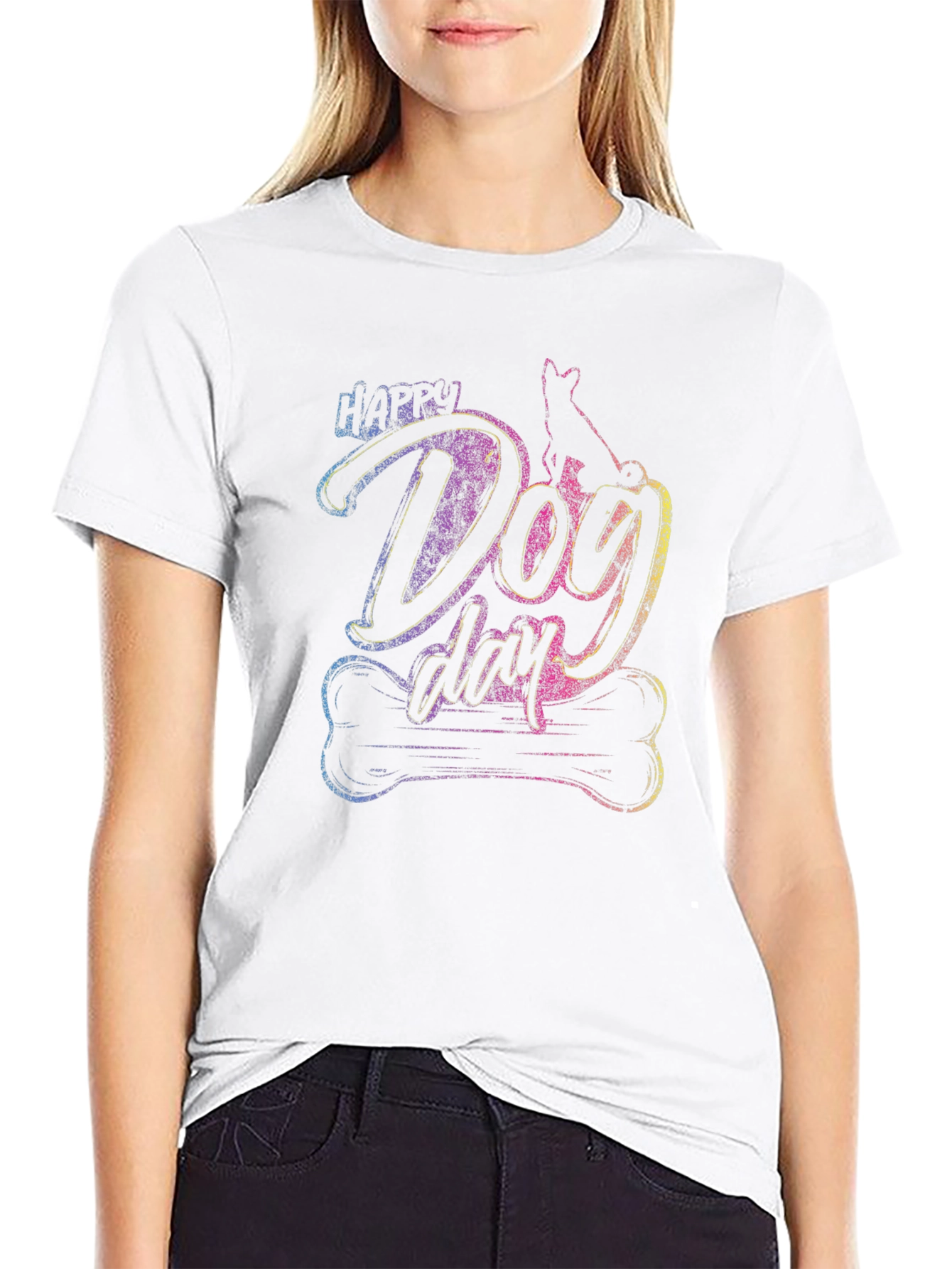 Happy Dog Day Graphic Tee - Casual Cotton Shirt