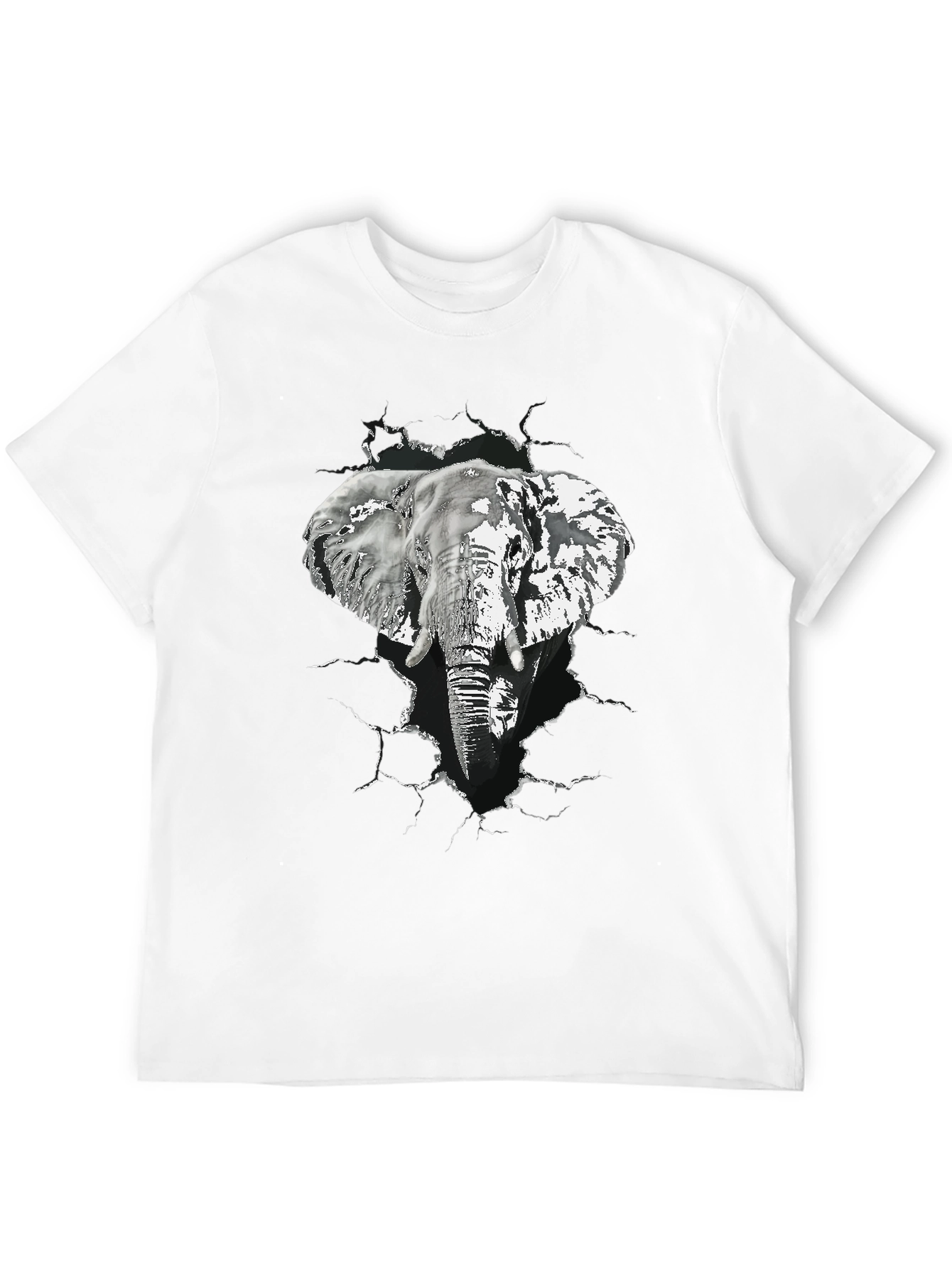 Elephant Graphic Print Mens Black T-Shirt