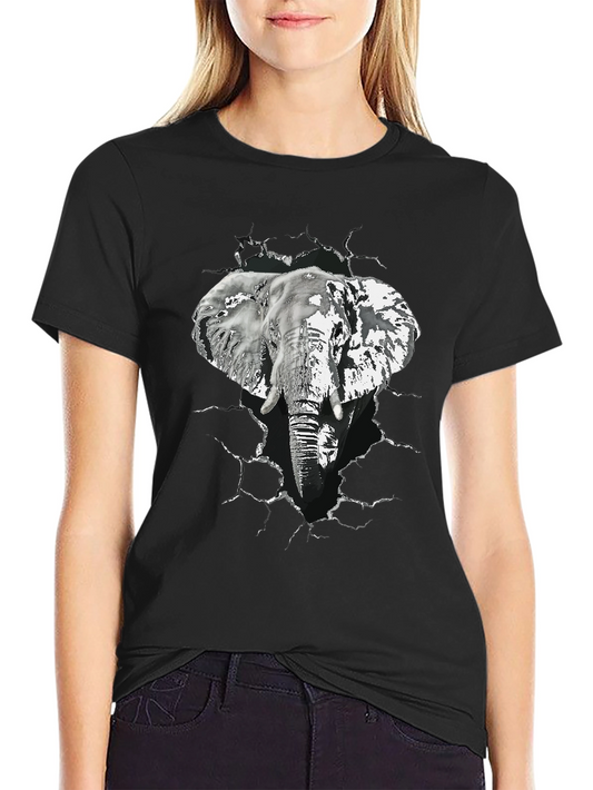 Elephant Graphic Print Mens Black T-Shirt
