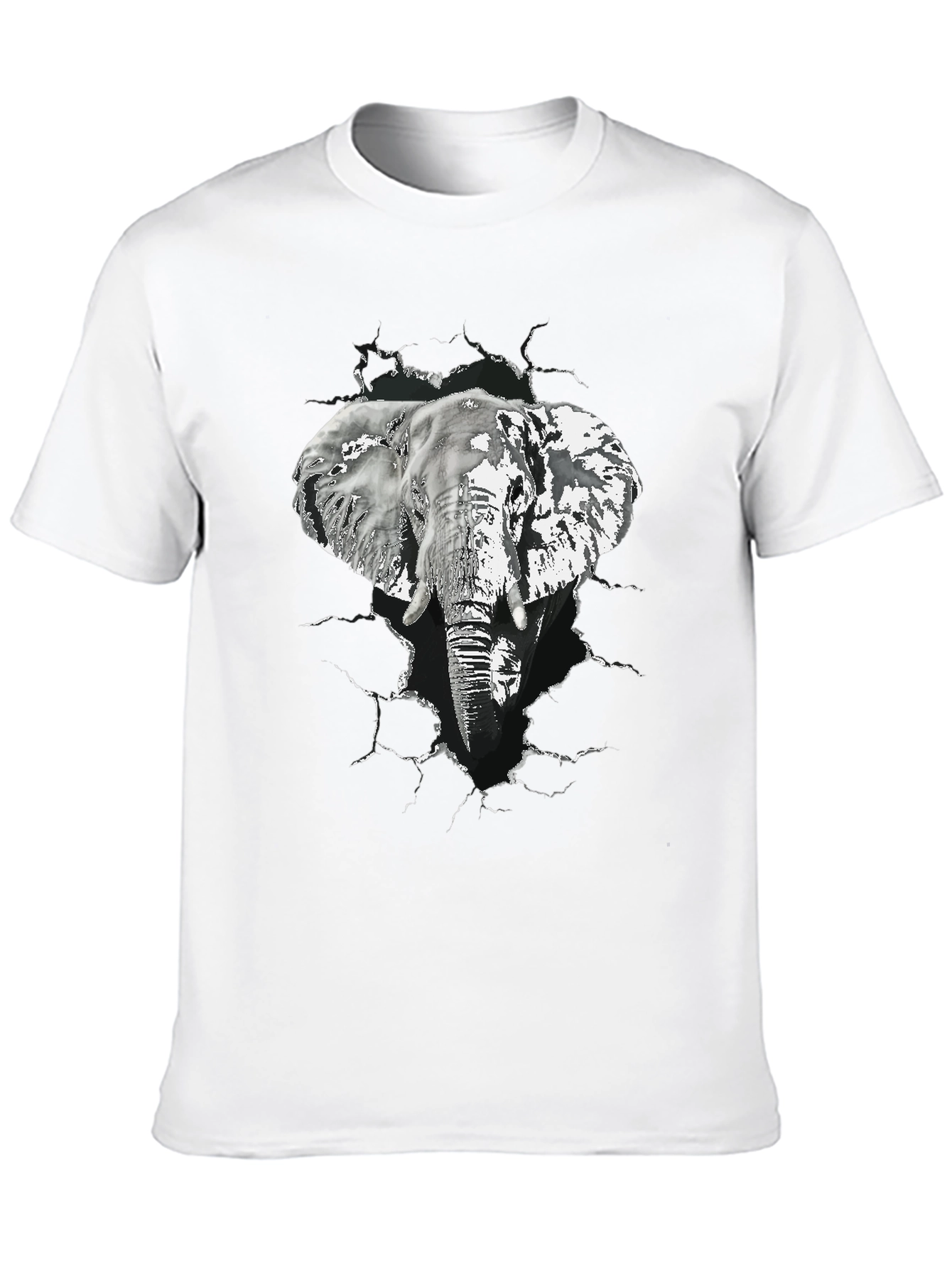 Elephant Graphic Print Mens Black T-Shirt