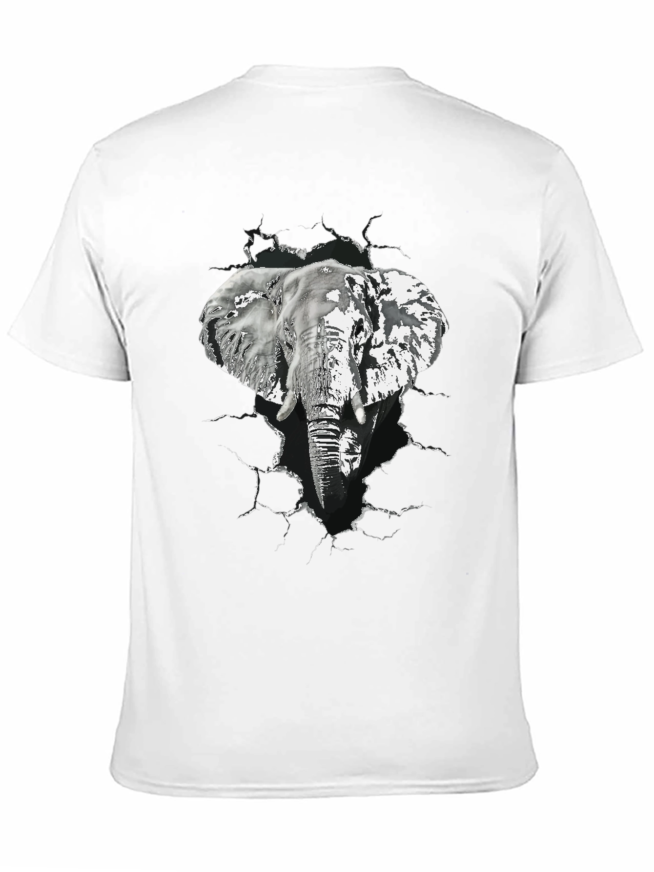 Elephant Graphic Print Mens Black T-Shirt