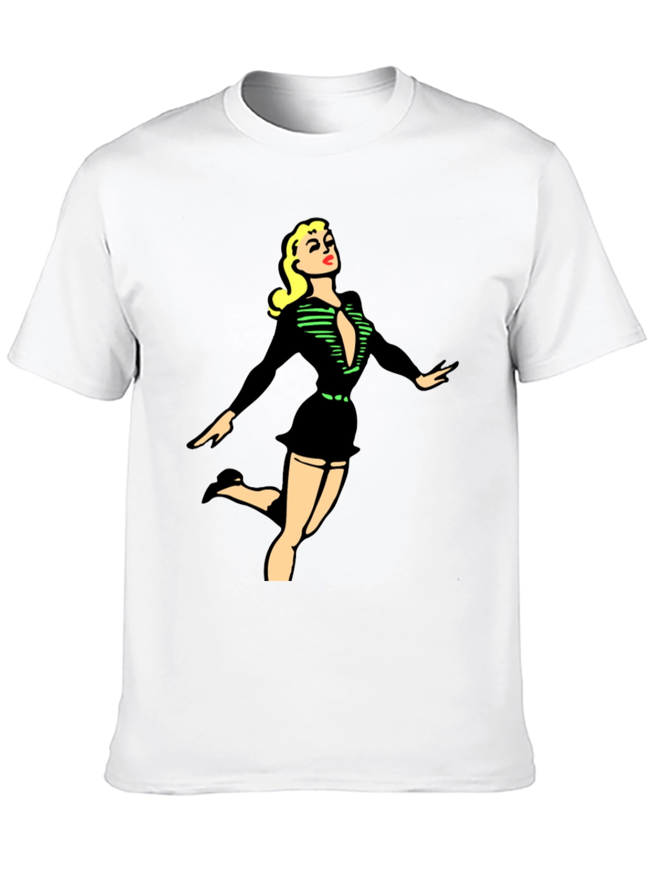 Retro Pin-Up Girl Graphic Black T-Shirt