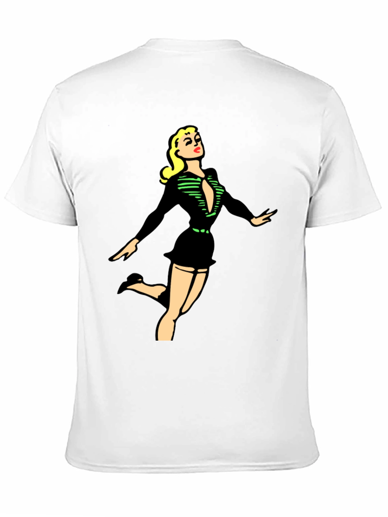 Retro Pin-Up Girl Graphic Black T-Shirt