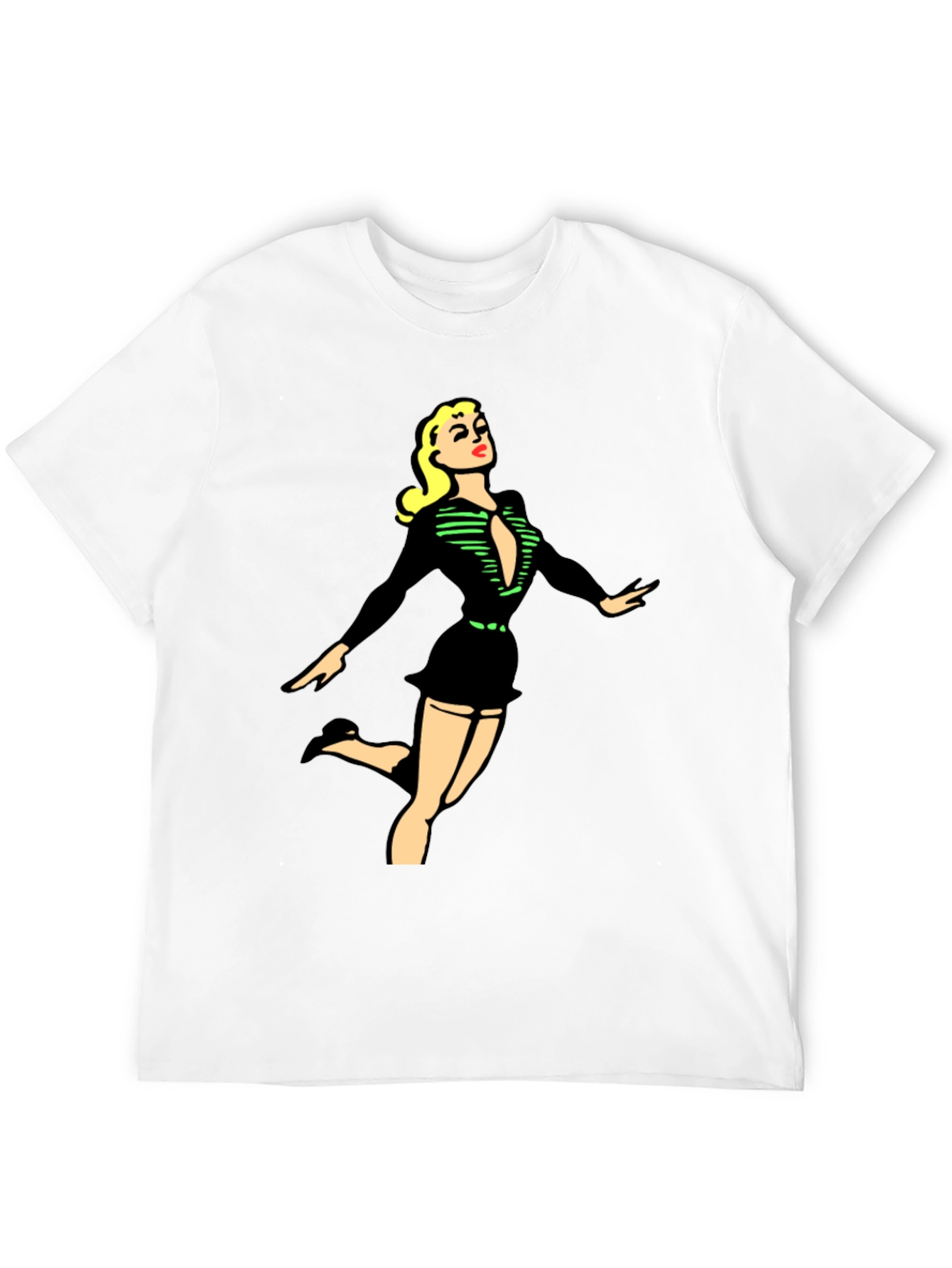 Retro Pin-Up Girl Graphic Black T-Shirt