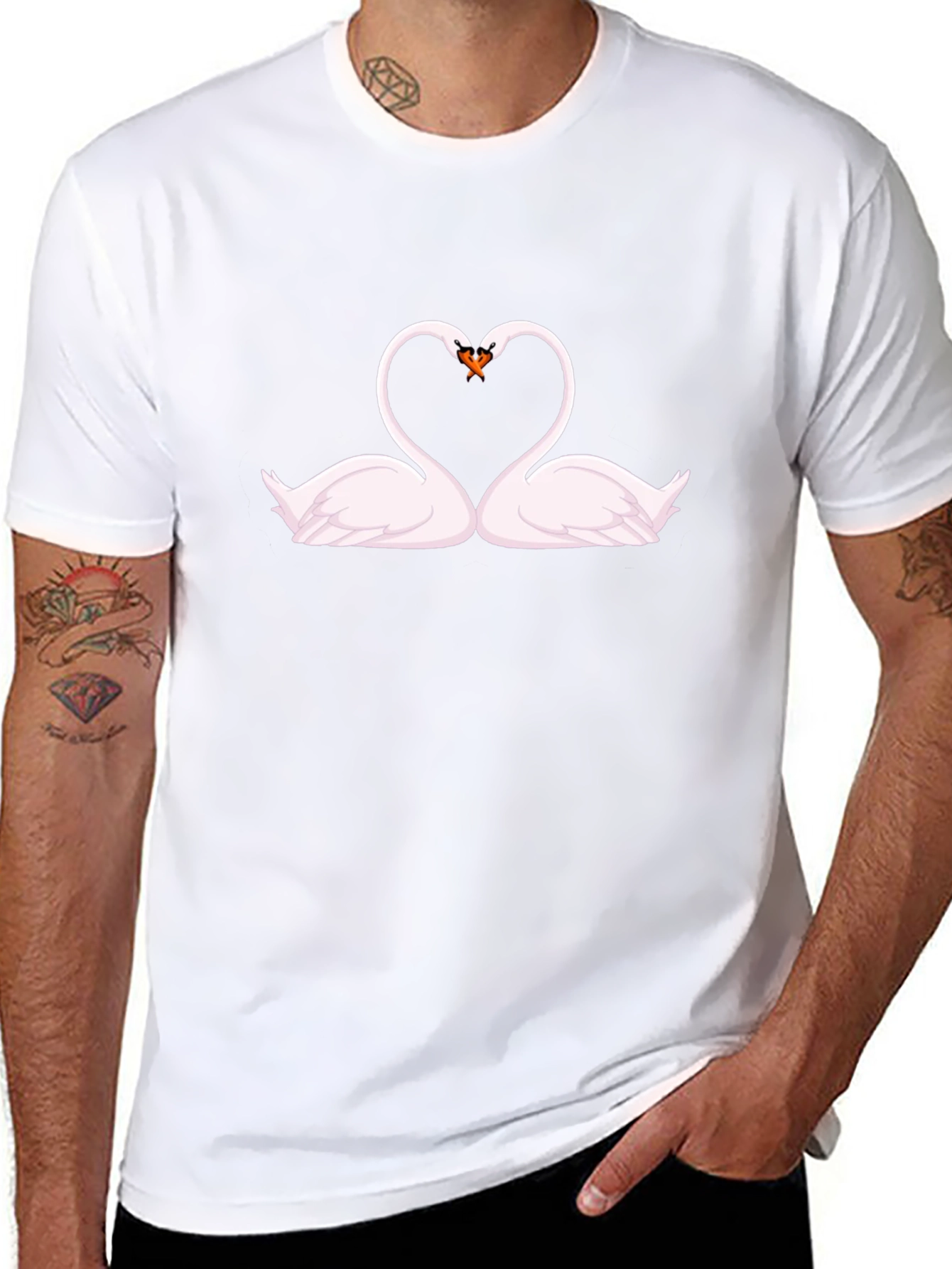 Romantic Swan Heart T-Shirt