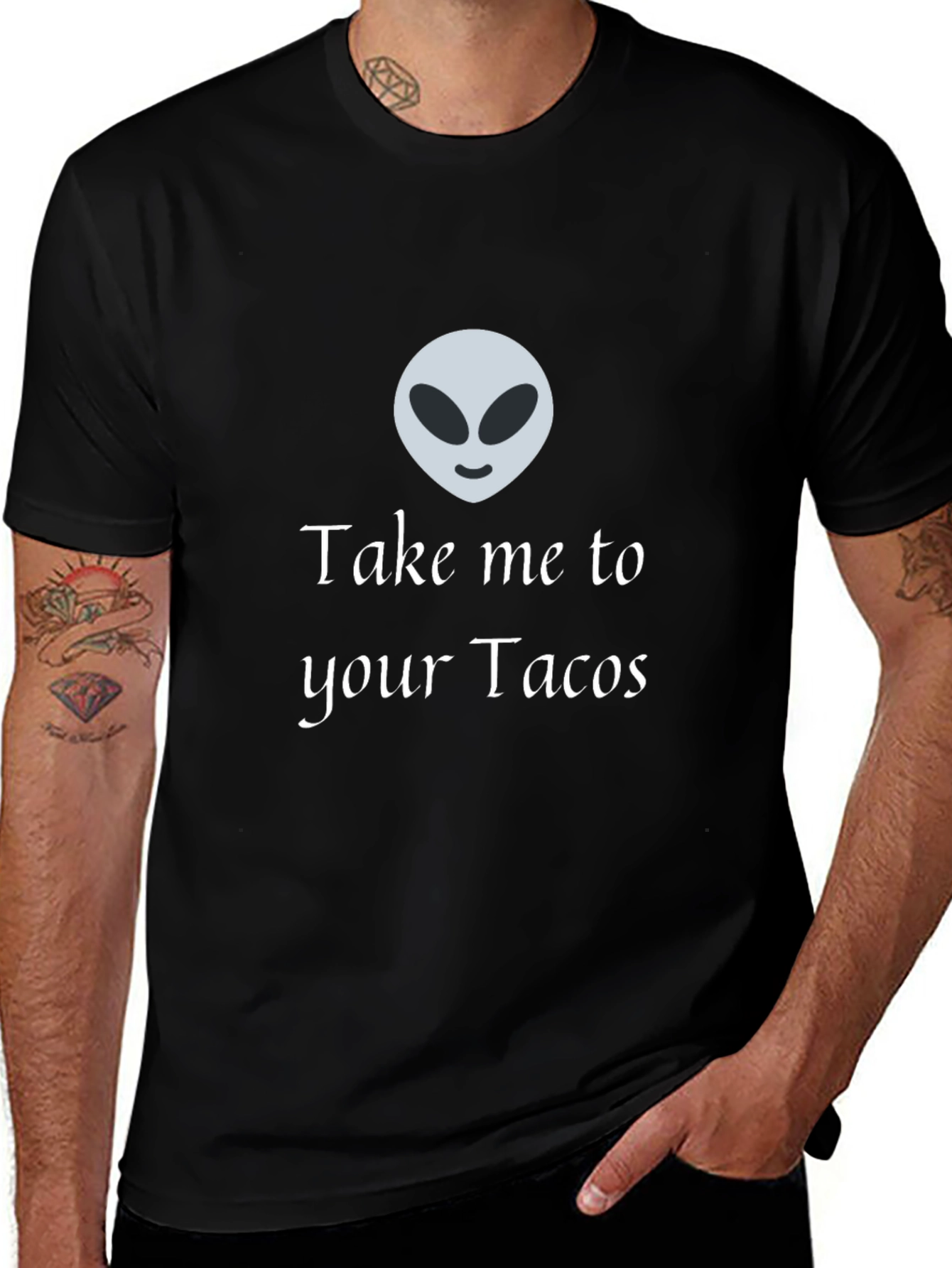Alien Take Me To Your Tacos Black T-Shirt