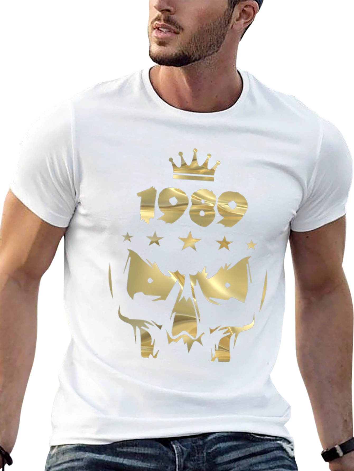 Gold Skull 1989 Crown Graphic Black T-Shirt