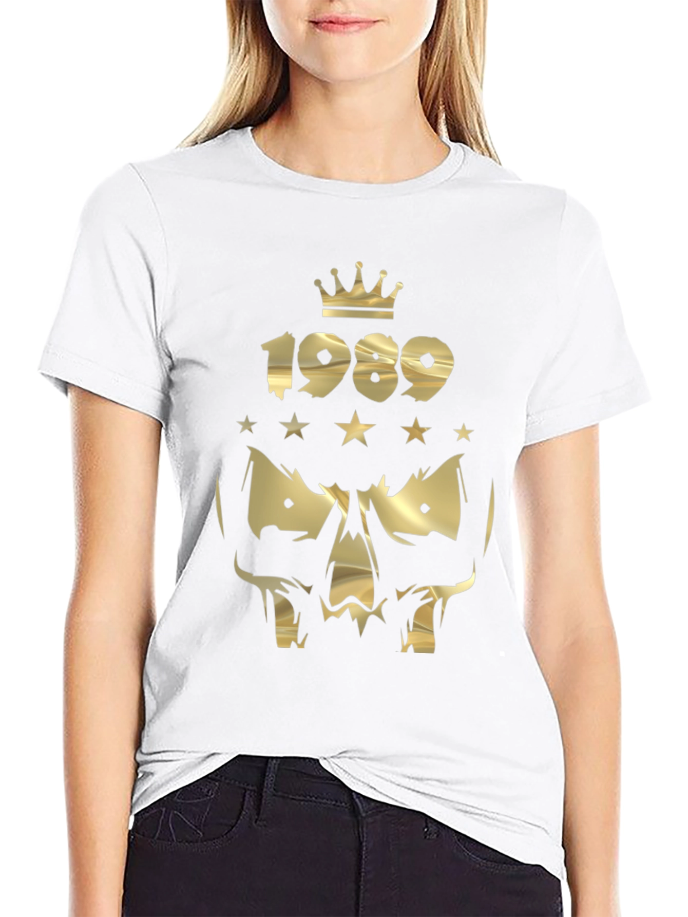 Gold Skull 1989 Crown Graphic Black T-Shirt