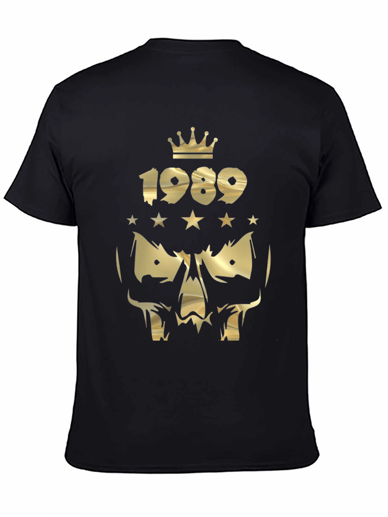 Gold Skull 1989 Crown Graphic Black T-Shirt
