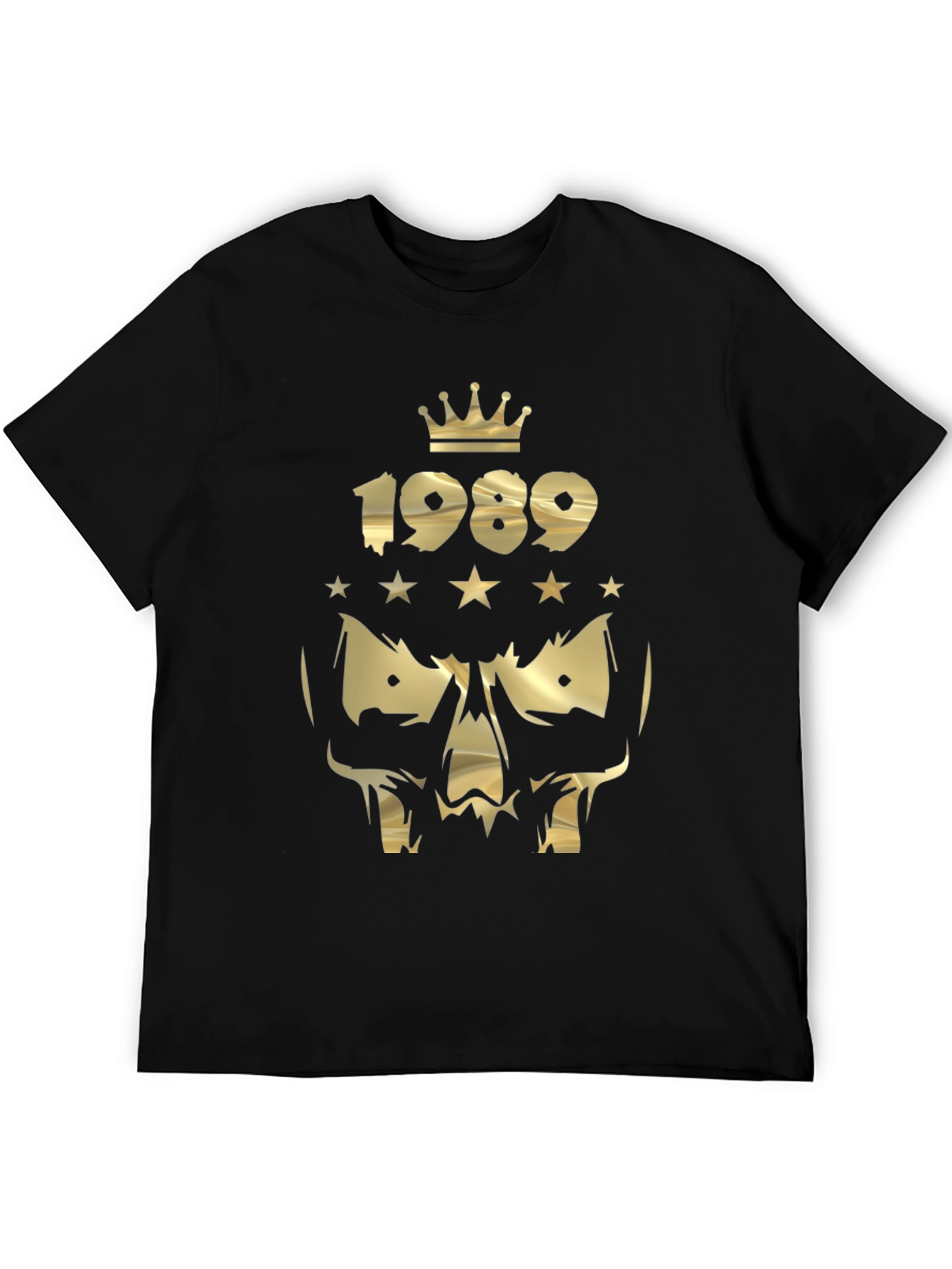Gold Skull 1989 Crown Graphic Black T-Shirt
