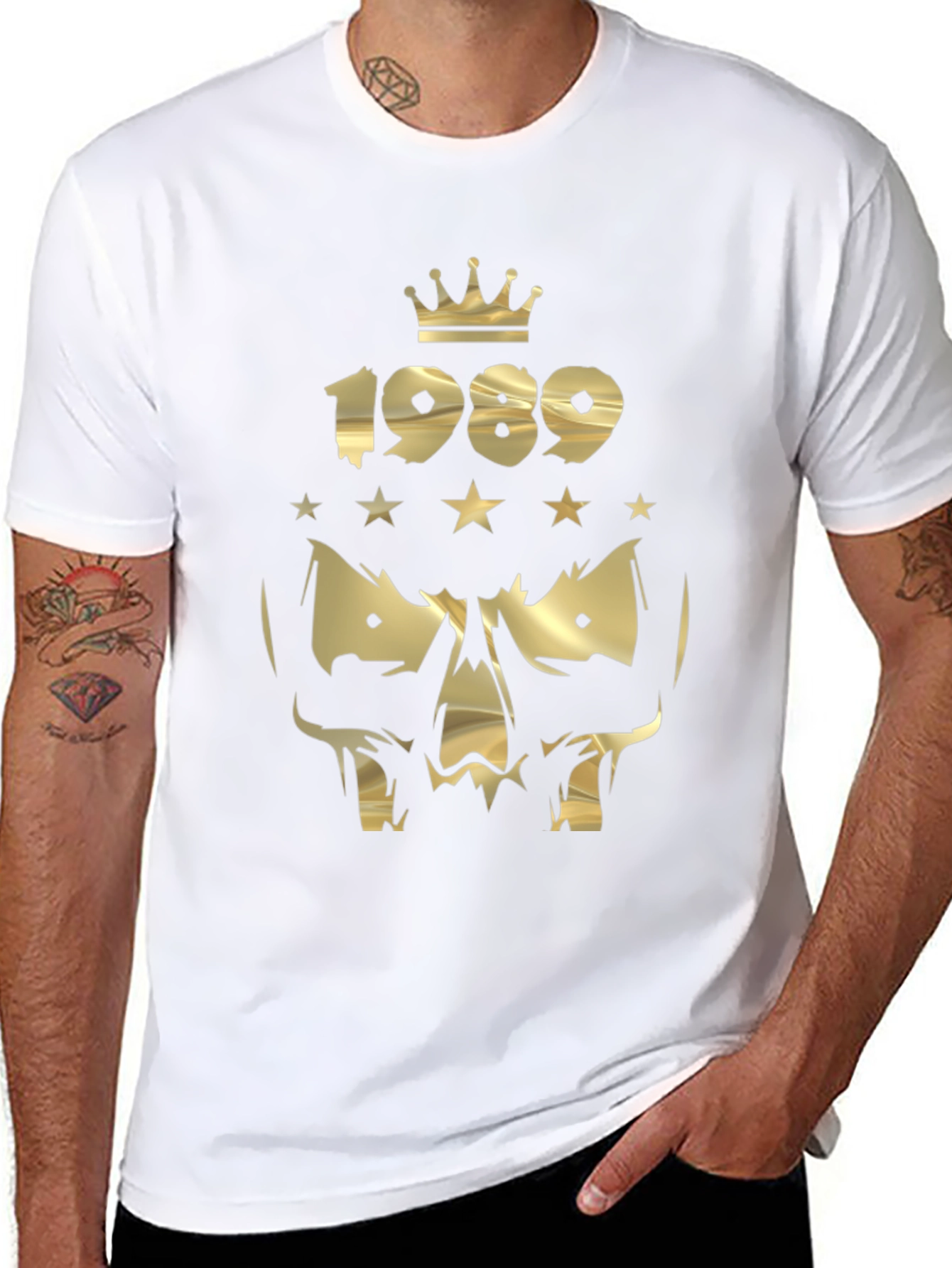 Gold Skull 1989 Crown Graphic Black T-Shirt