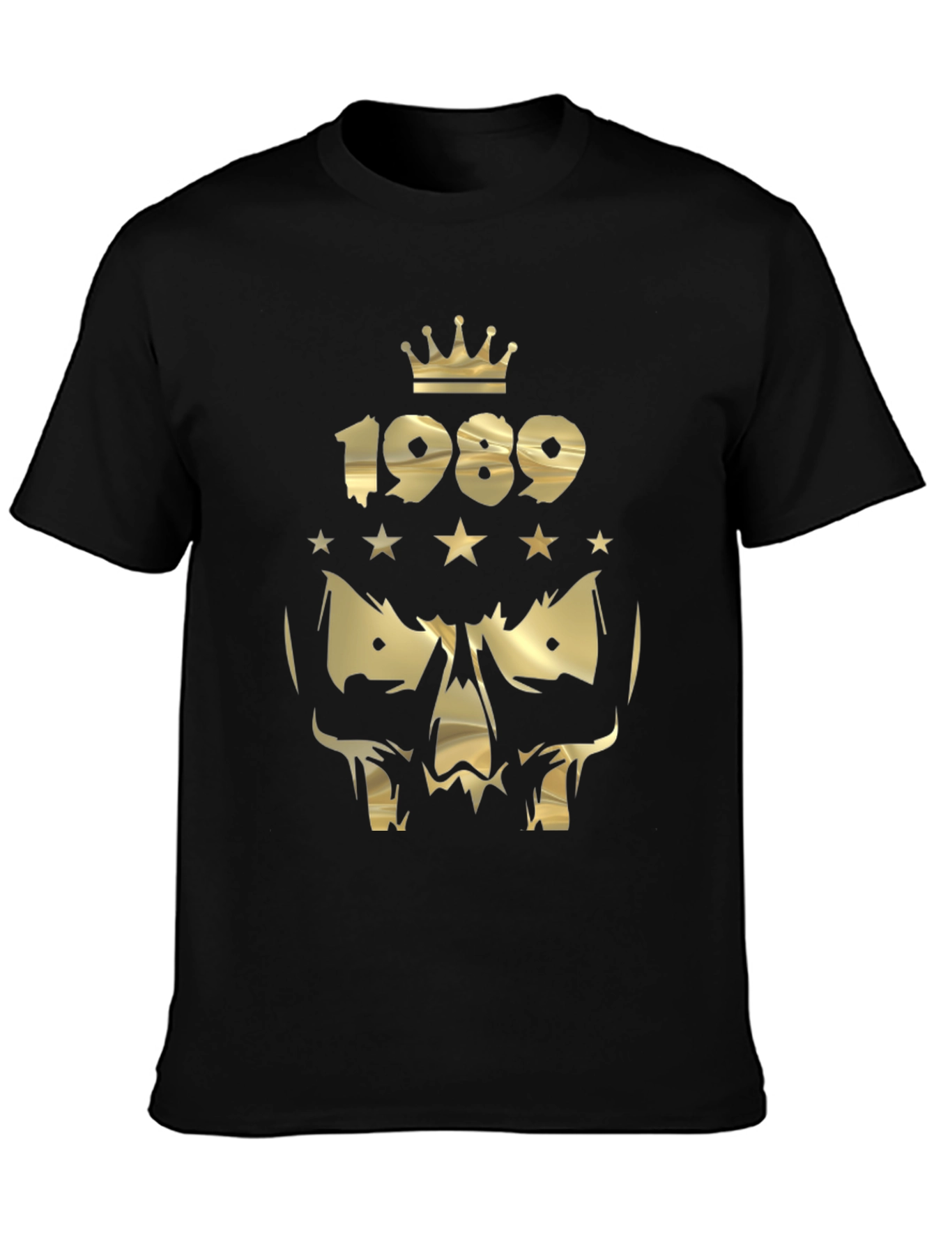 Gold Skull 1989 Crown Graphic Black T-Shirt