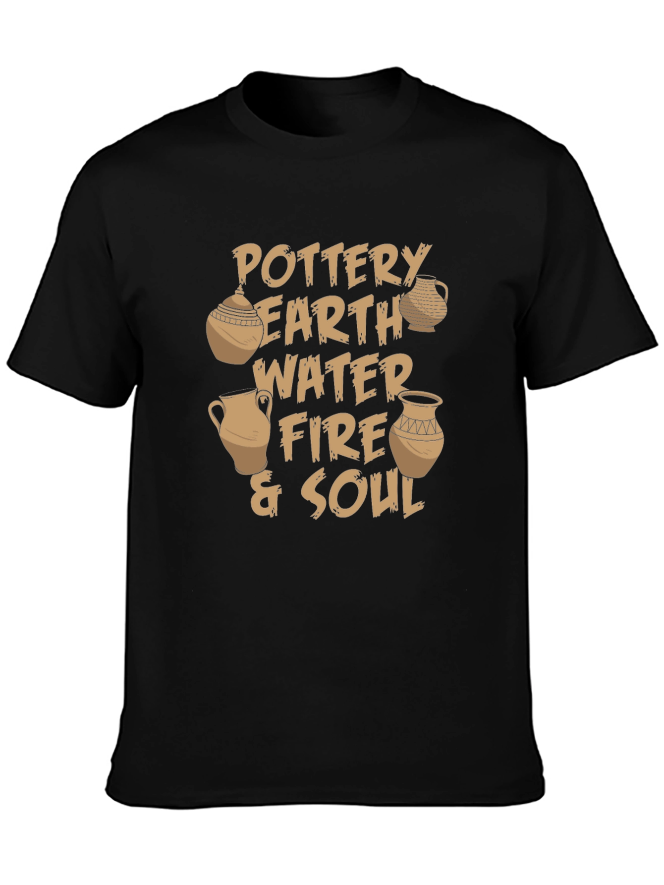 Pottery Earth Water Fire & Soul Black T-Shirt