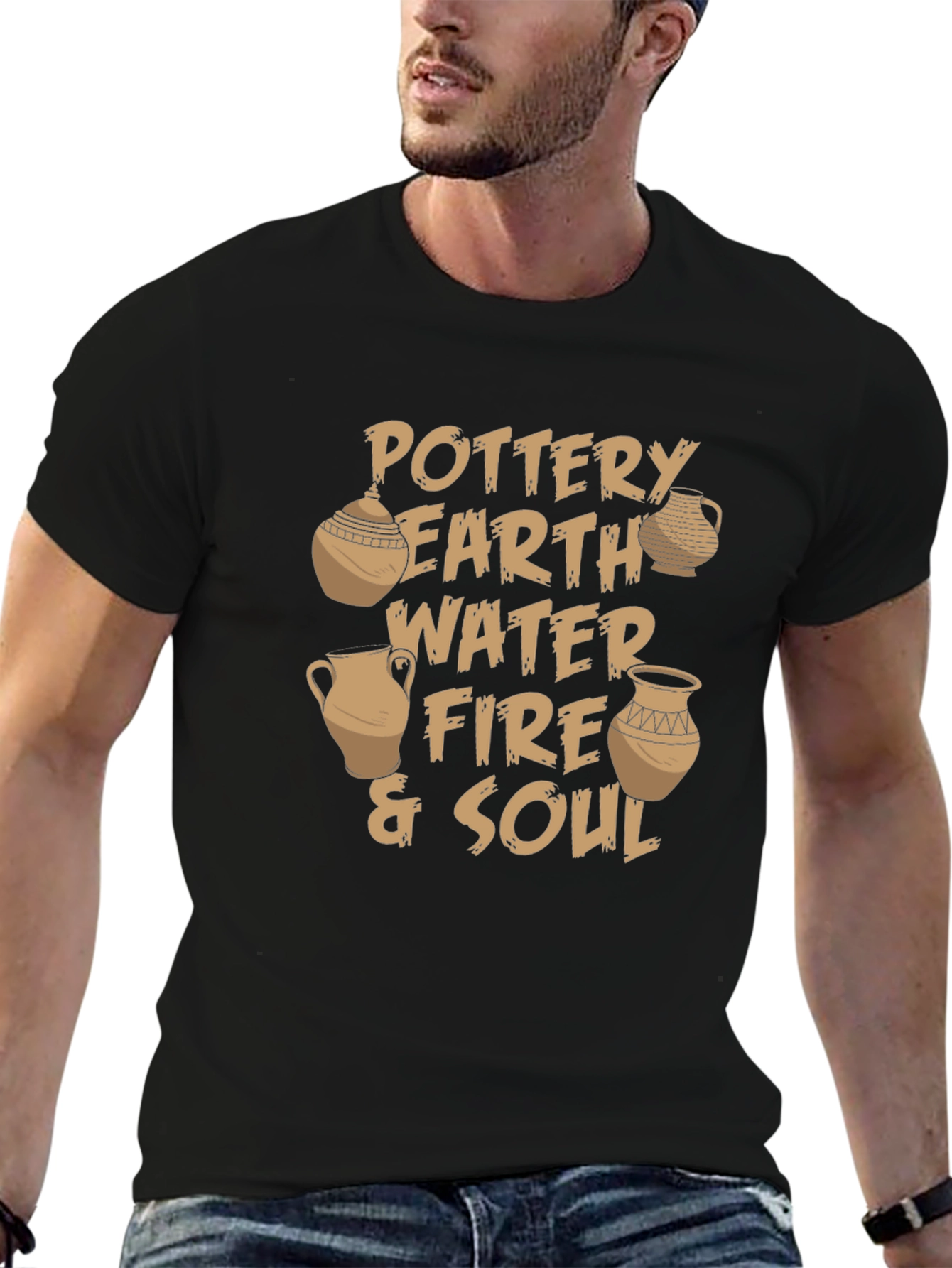 Pottery Earth Water Fire & Soul Black T-Shirt