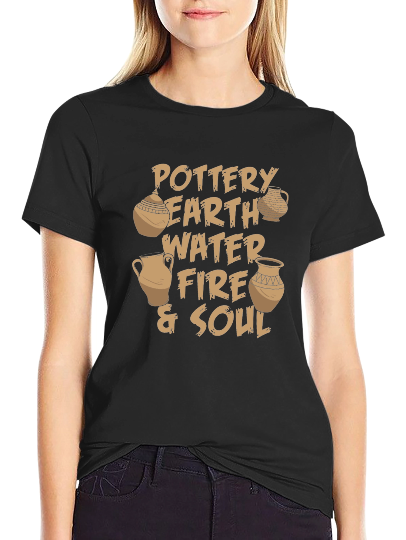 Pottery Earth Water Fire & Soul Black T-Shirt