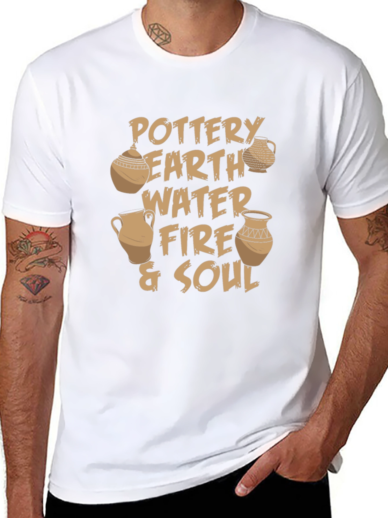 Pottery Earth Water Fire & Soul Black T-Shirt