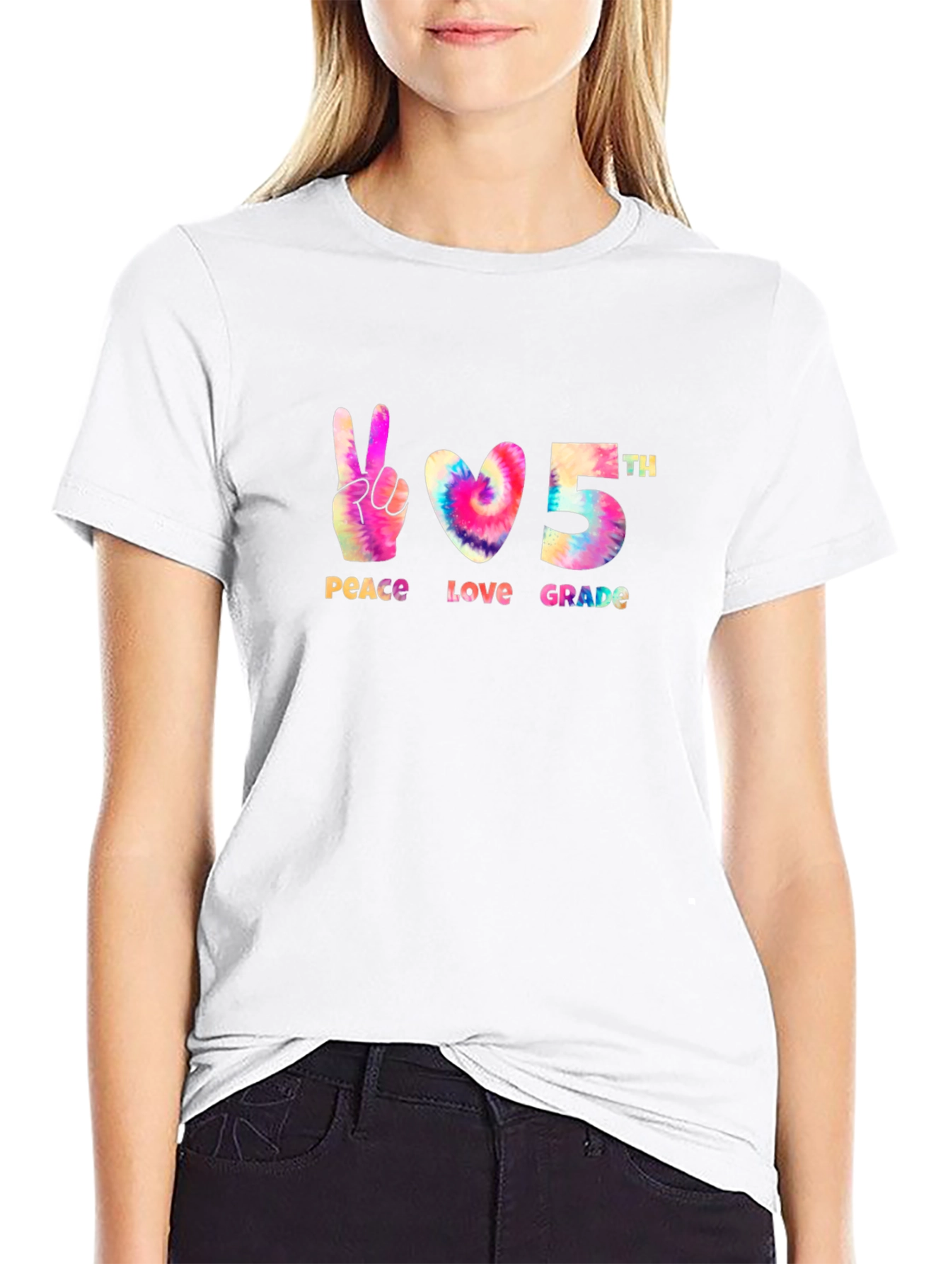 Peace Love 5th Grade Tie Dye T-Shirt
