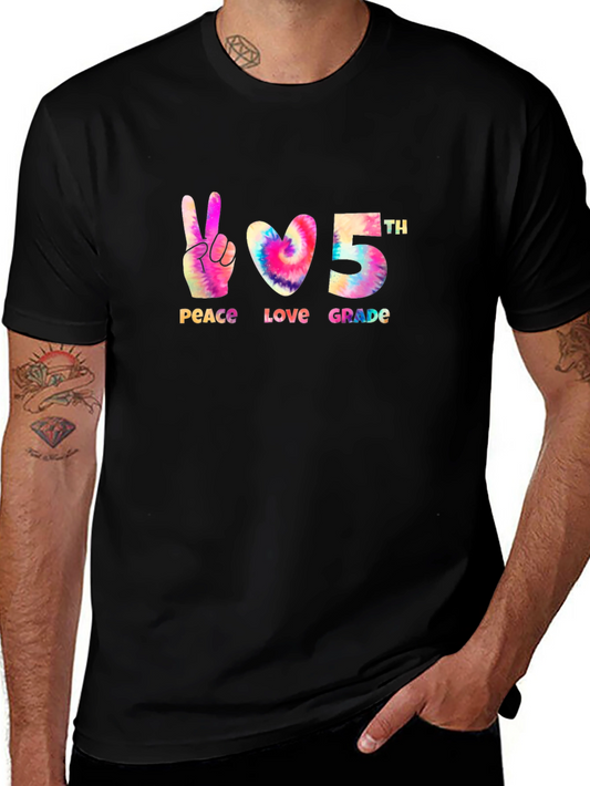 Peace Love 5th Grade Tie Dye T-Shirt