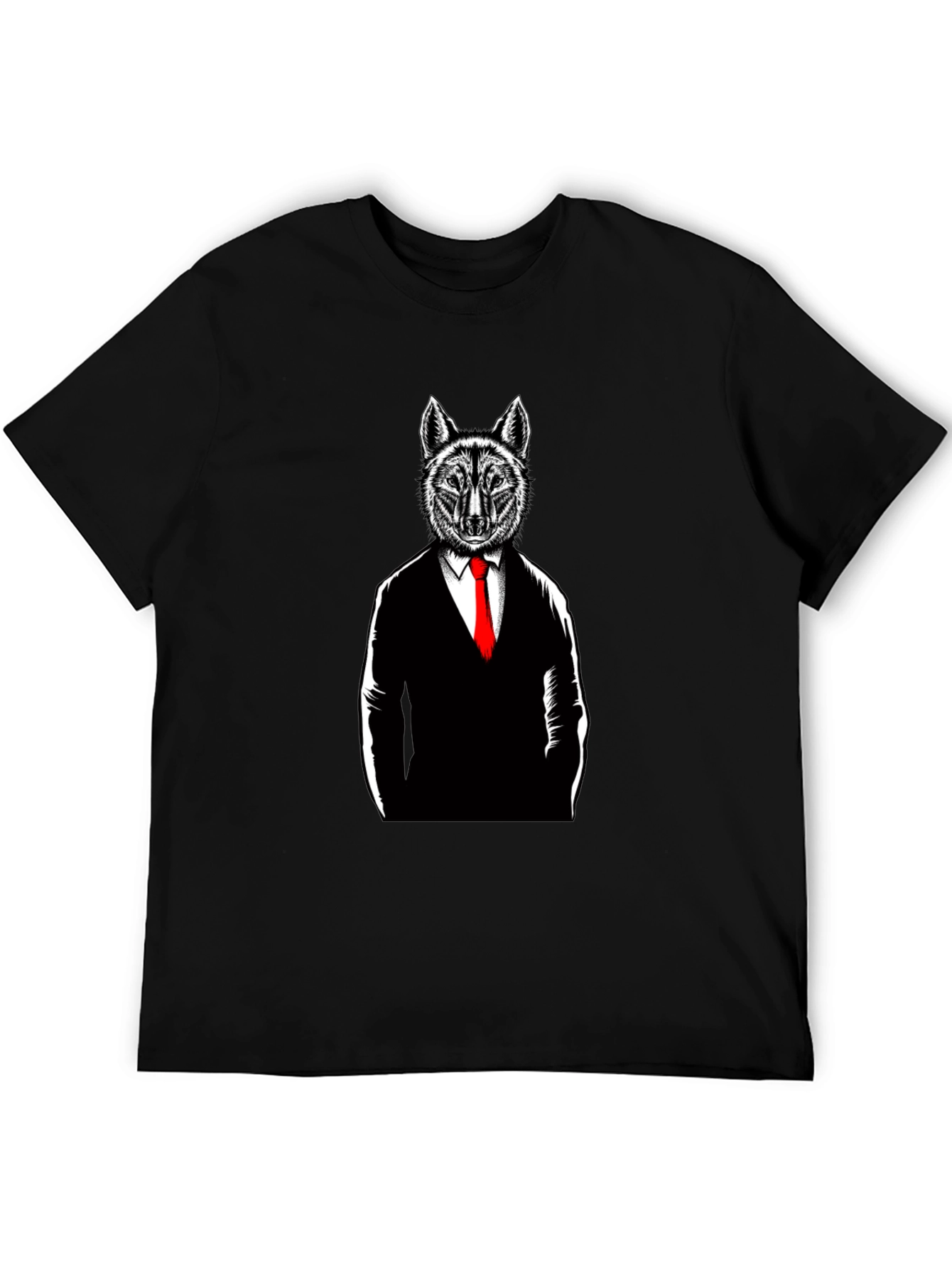 Wolf in Suit Graphic T-Shirt - Black