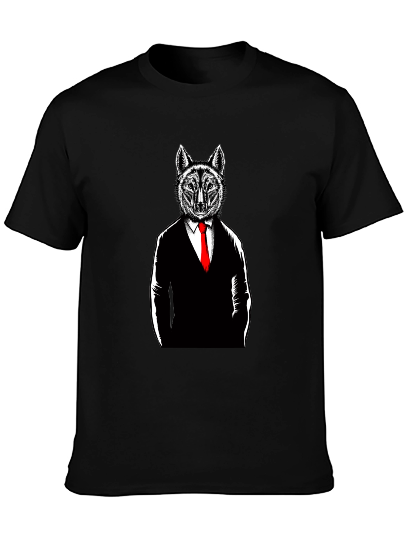 Wolf in Suit Graphic T-Shirt - Black