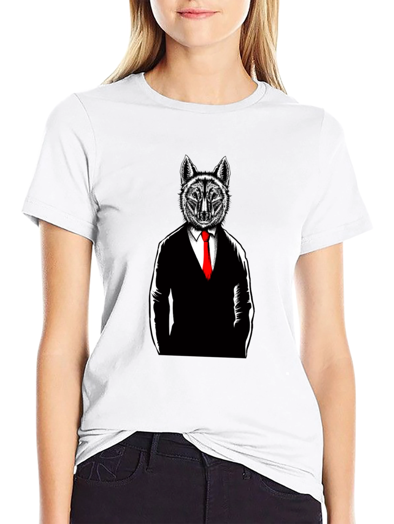 Wolf in Suit Graphic T-Shirt - Black