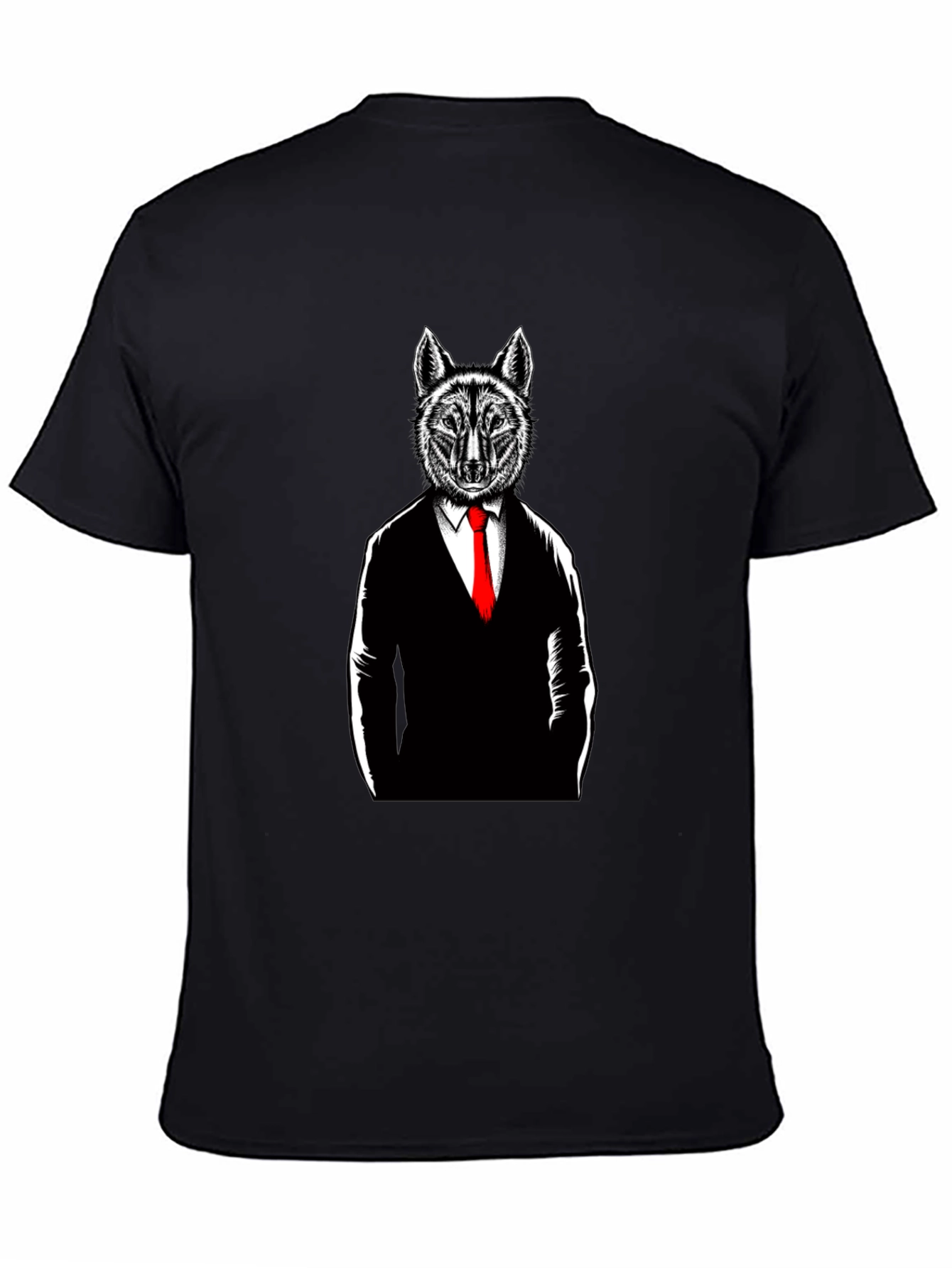 Wolf in Suit Graphic T-Shirt - Black