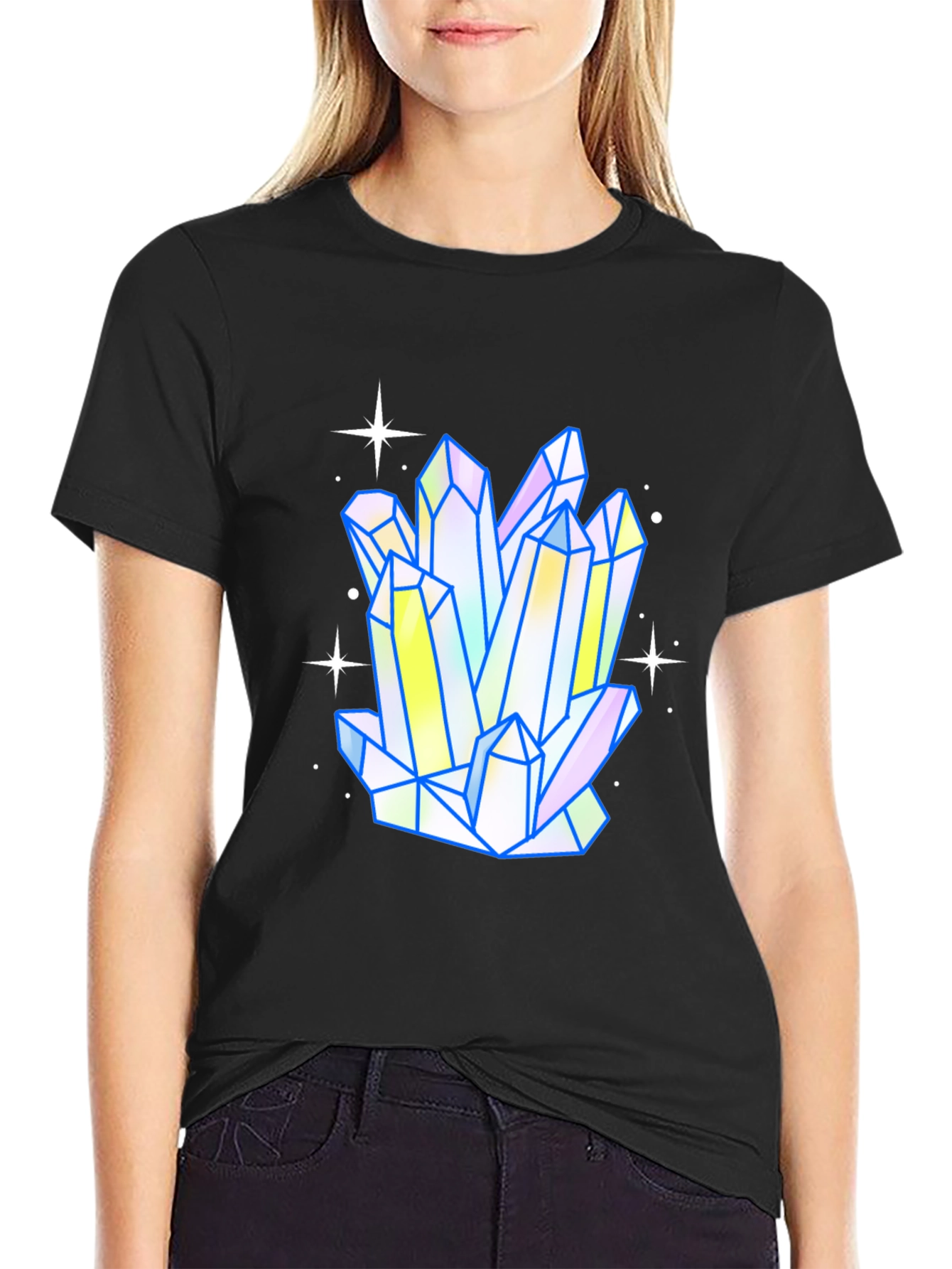 Crystal Cluster Graphic Tee - Trendy Mens Black T-Shirt
