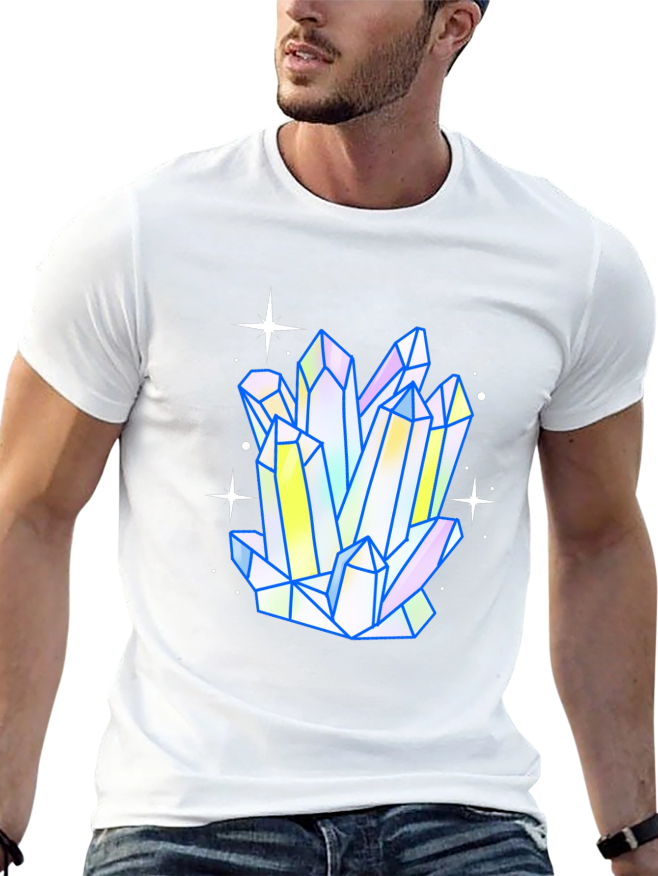 Crystal Cluster Graphic Tee - Trendy Mens Black T-Shirt