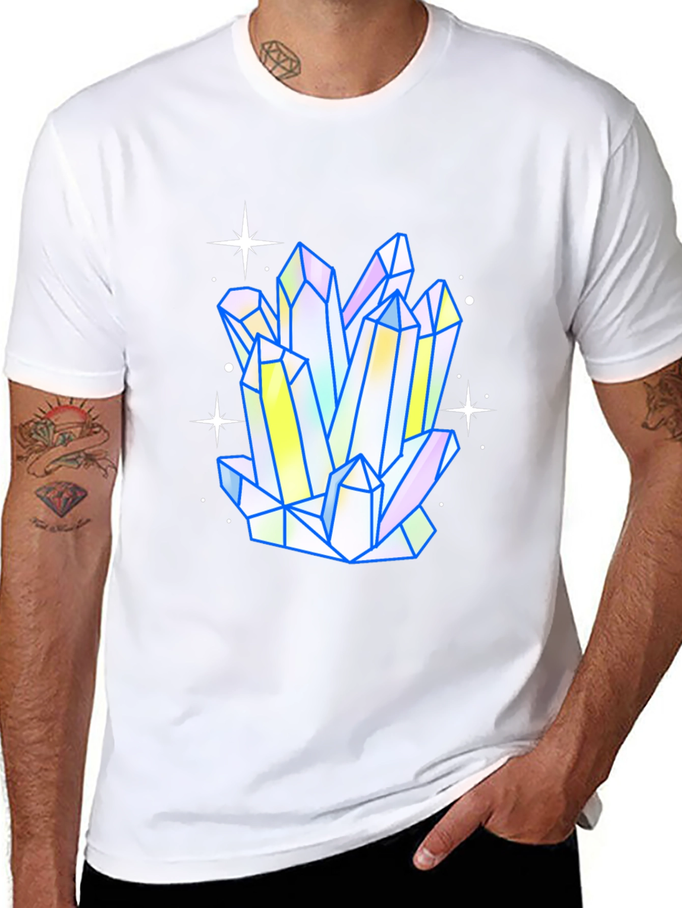 Crystal Cluster Graphic Tee - Trendy Mens Black T-Shirt