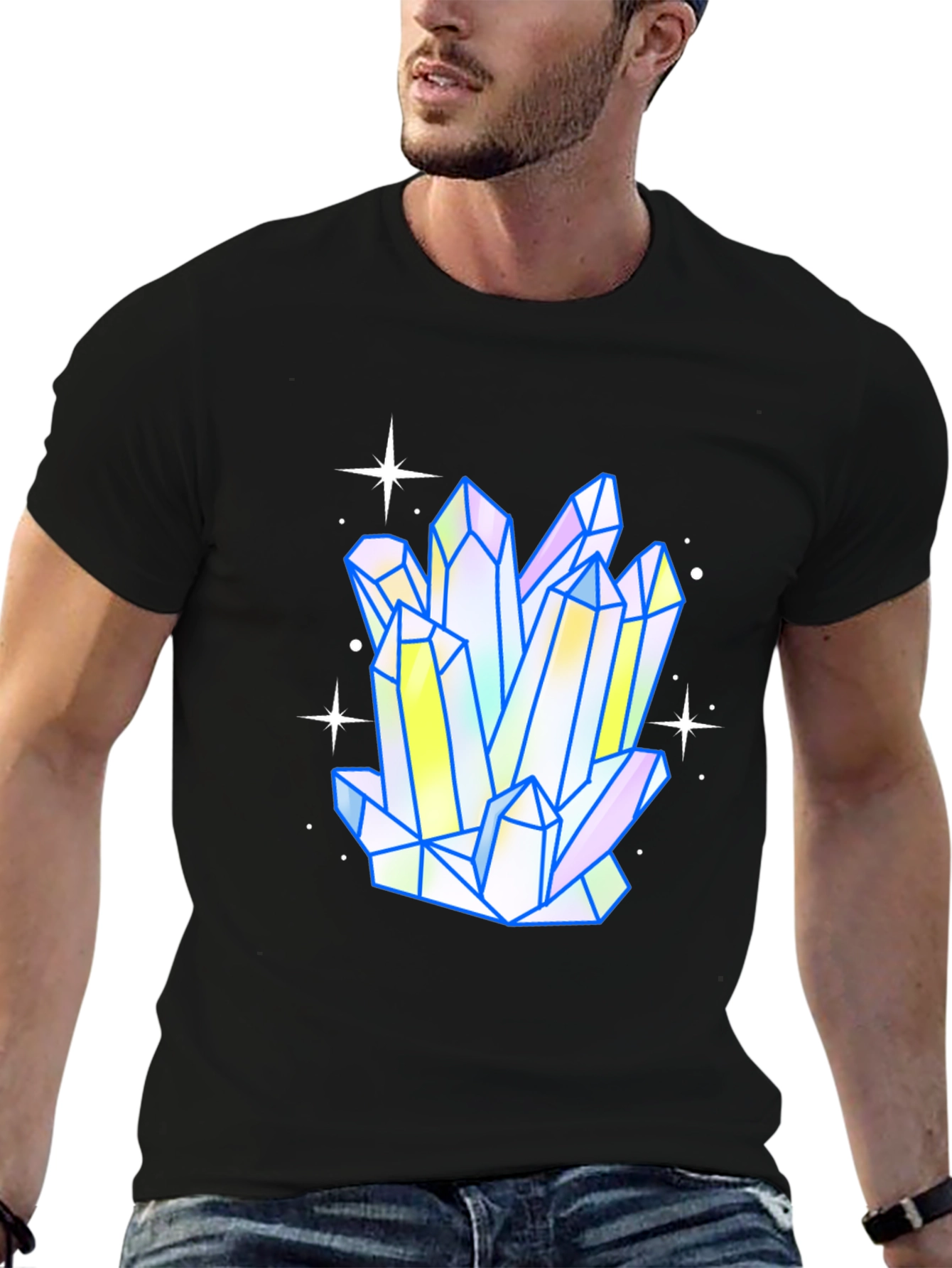 Crystal Cluster Graphic Tee - Trendy Mens Black T-Shirt