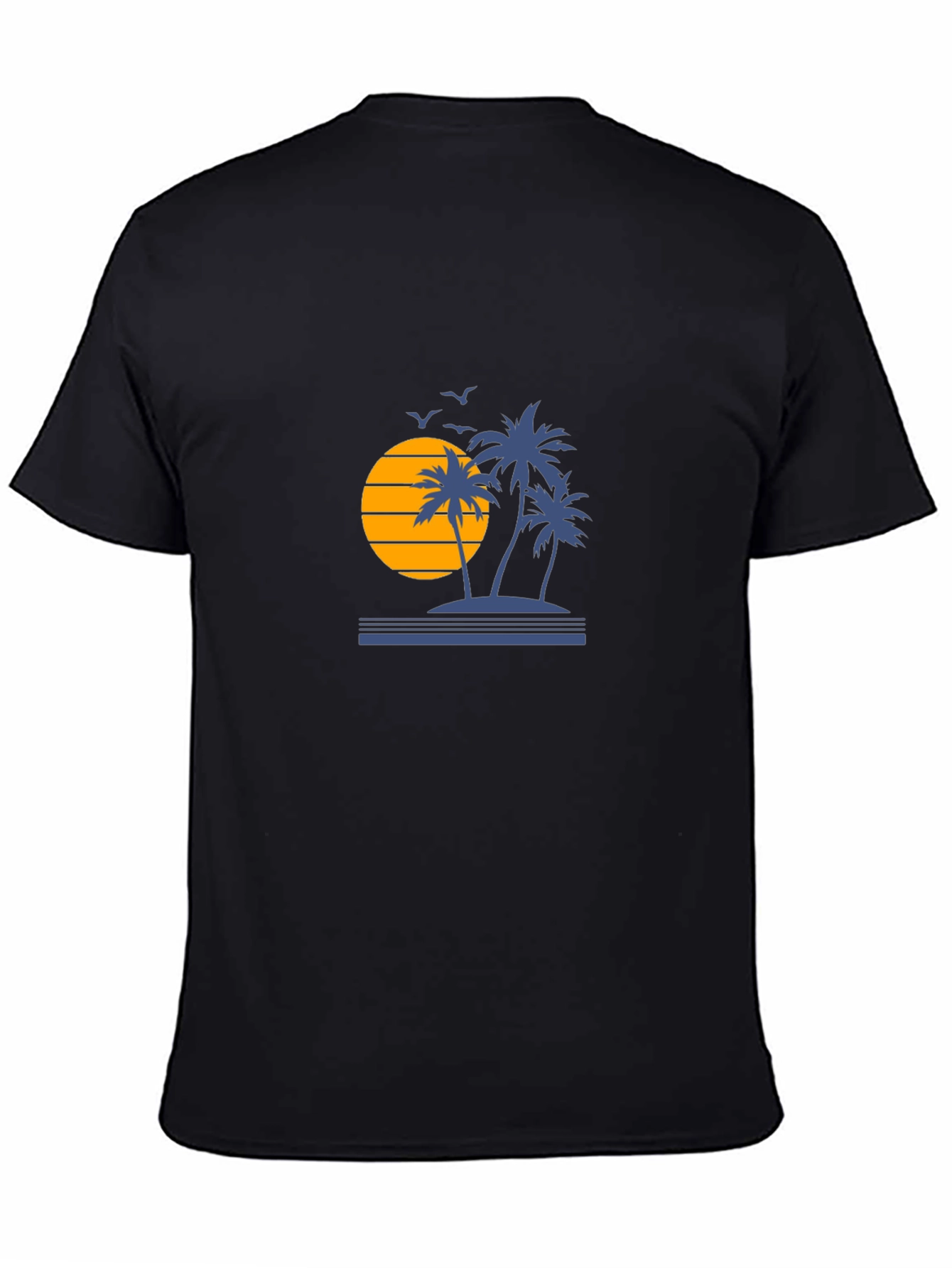 Sunset Palm Tree Graphic Tee - Black