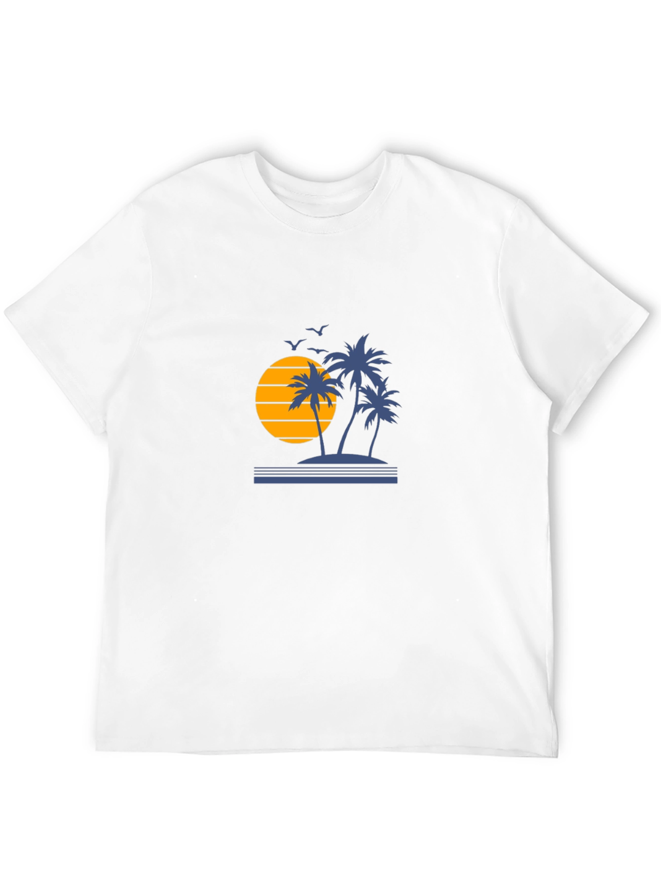 Sunset Palm Tree Graphic Tee - Black