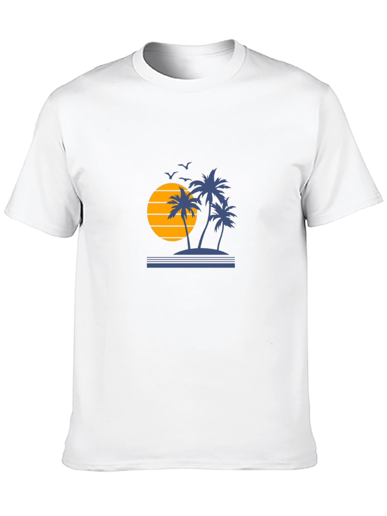 Sunset Palm Tree Graphic Tee - Black