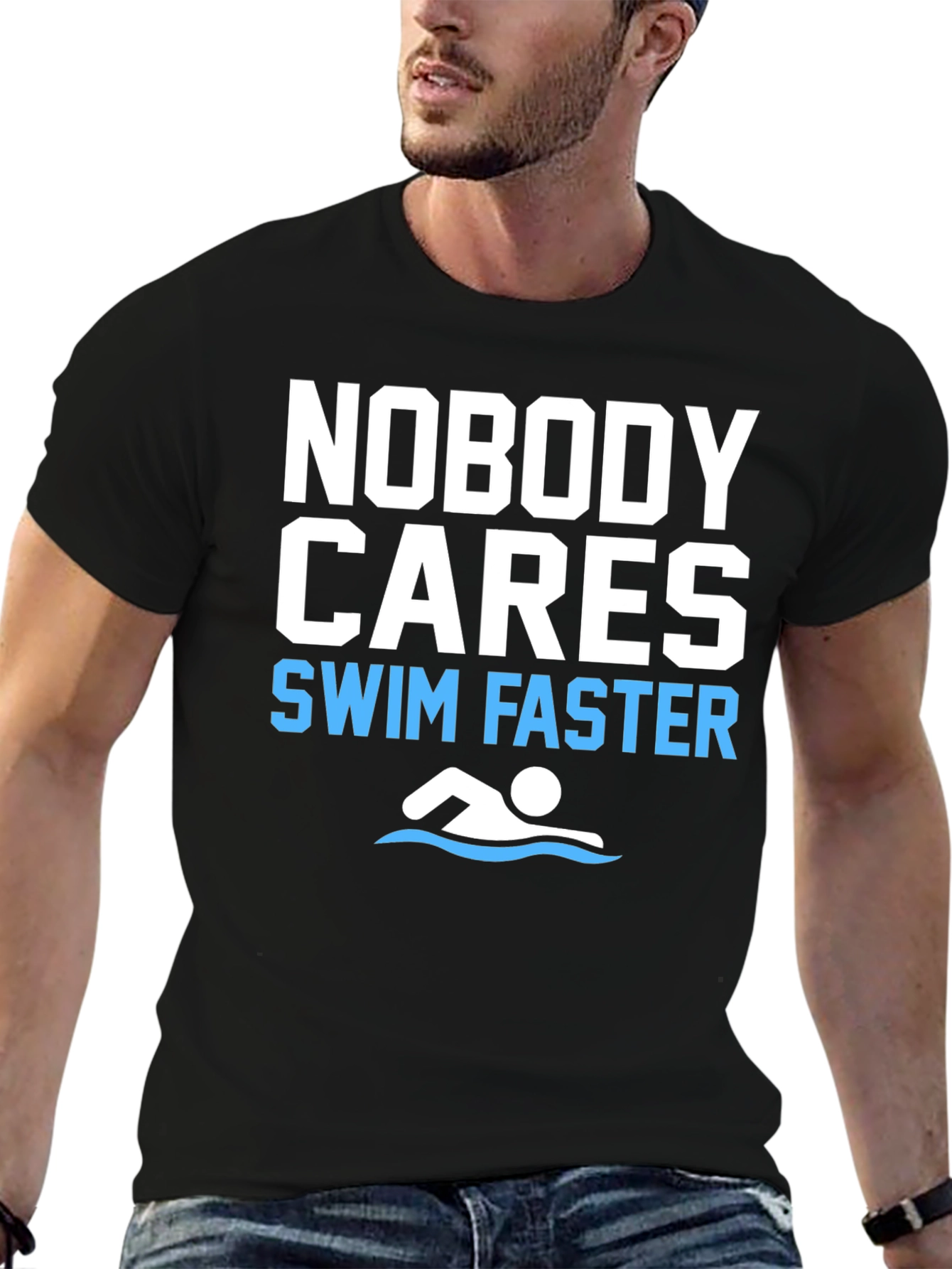 Funny Swim Faster Graphic T-Shirt