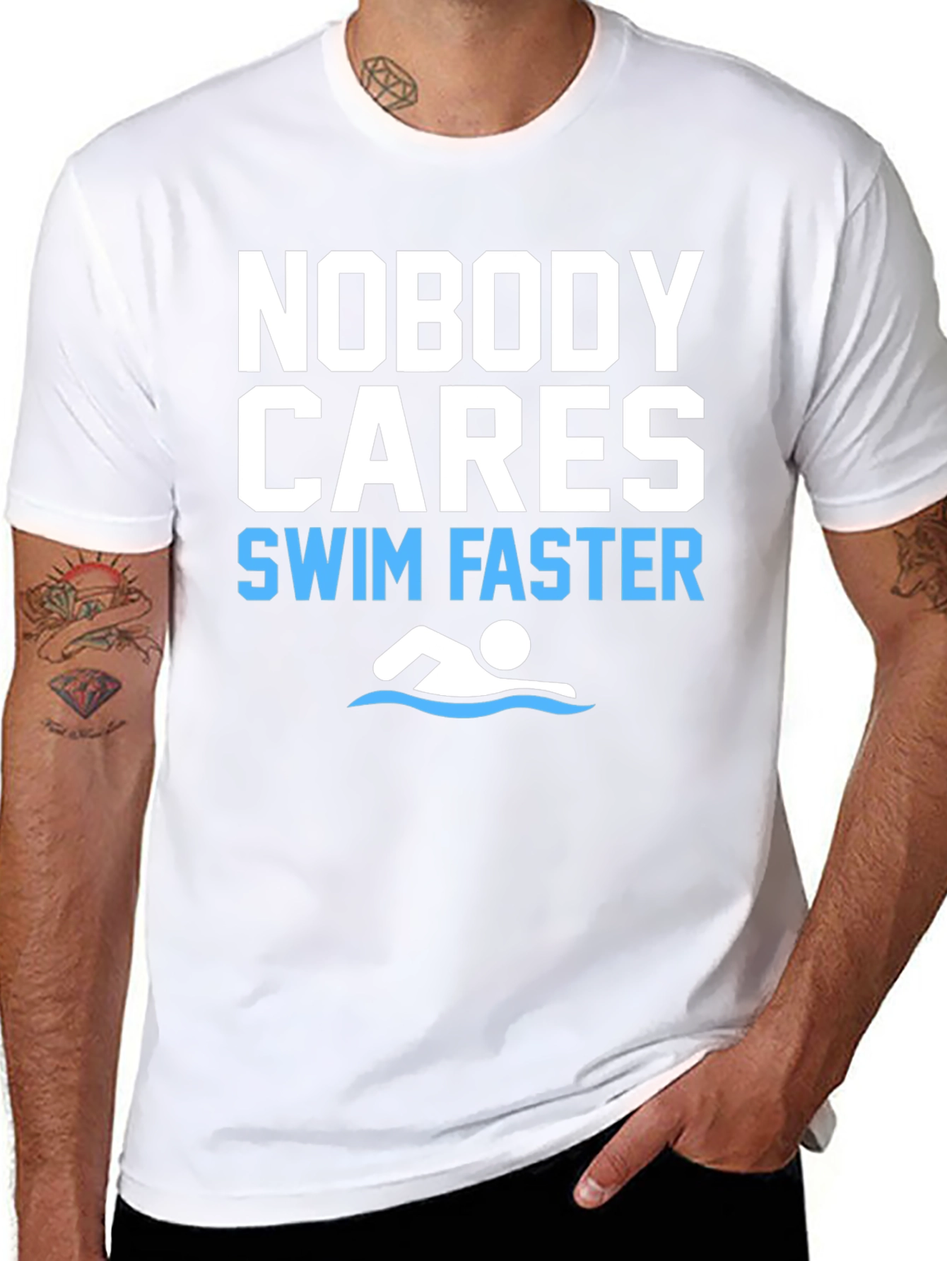 Funny Swim Faster Graphic T-Shirt