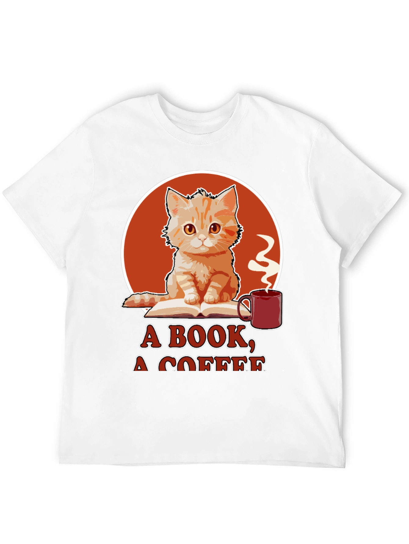 Cat Book Coffee Graphic Tee