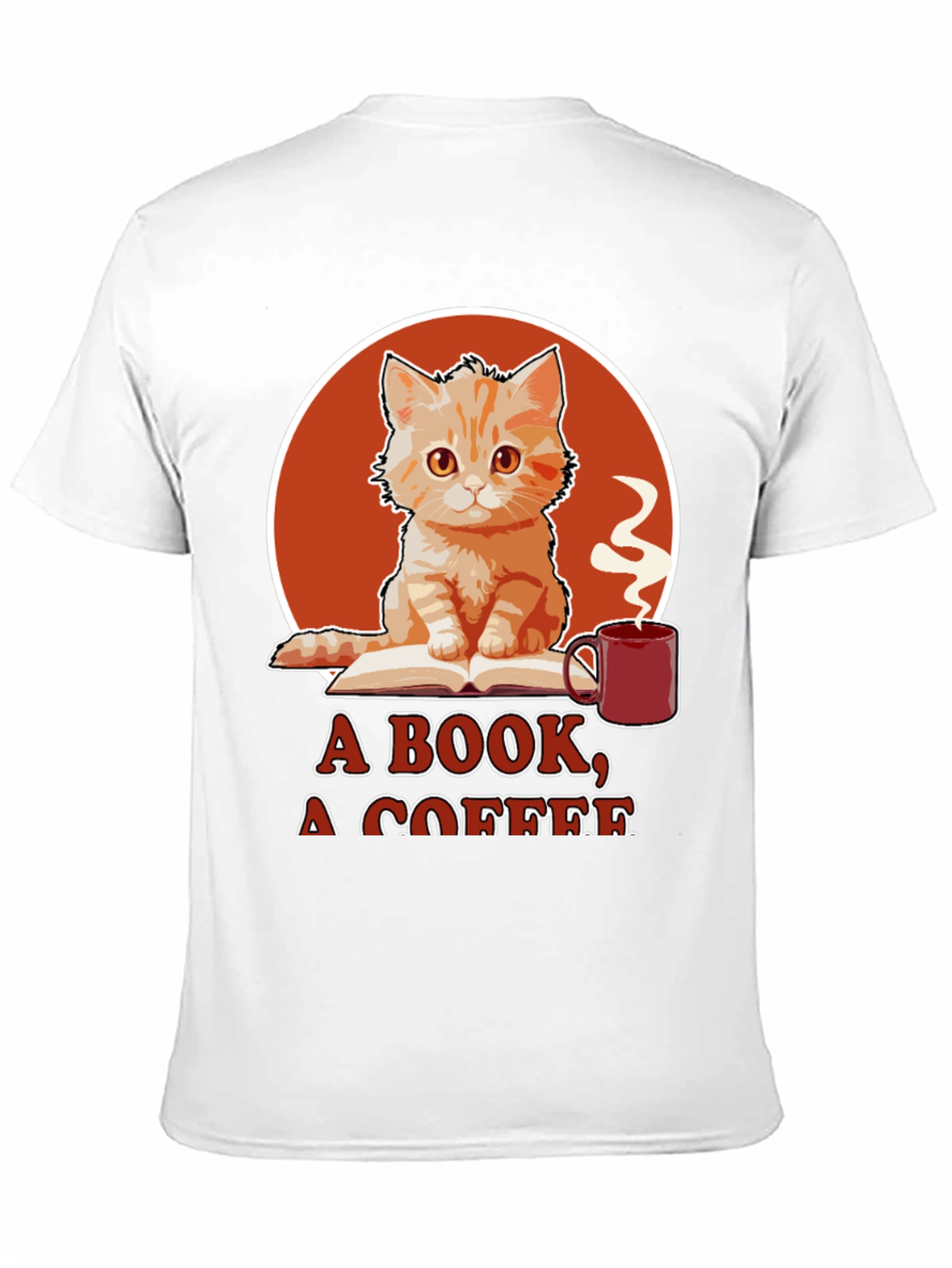 Cat Book Coffee Graphic Tee