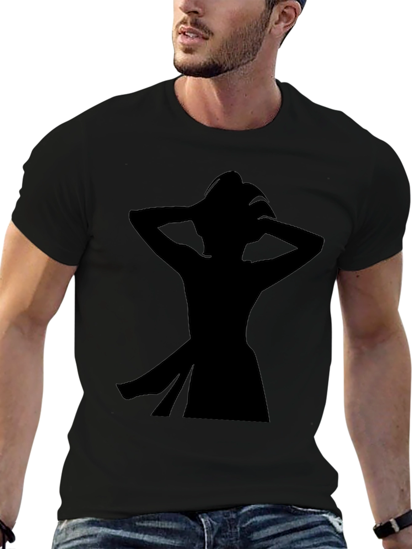 Silhouette Graphic Tee - Black Cotton Casual Shirt