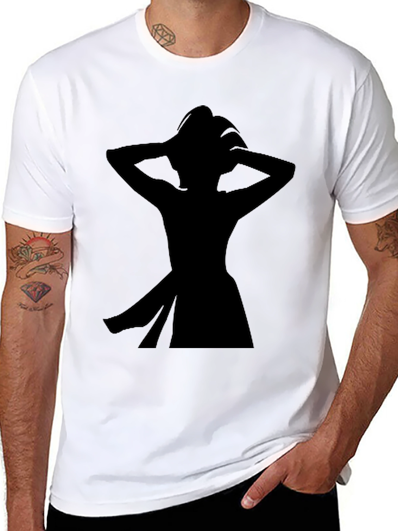 Silhouette Graphic Tee - Black Cotton Casual Shirt