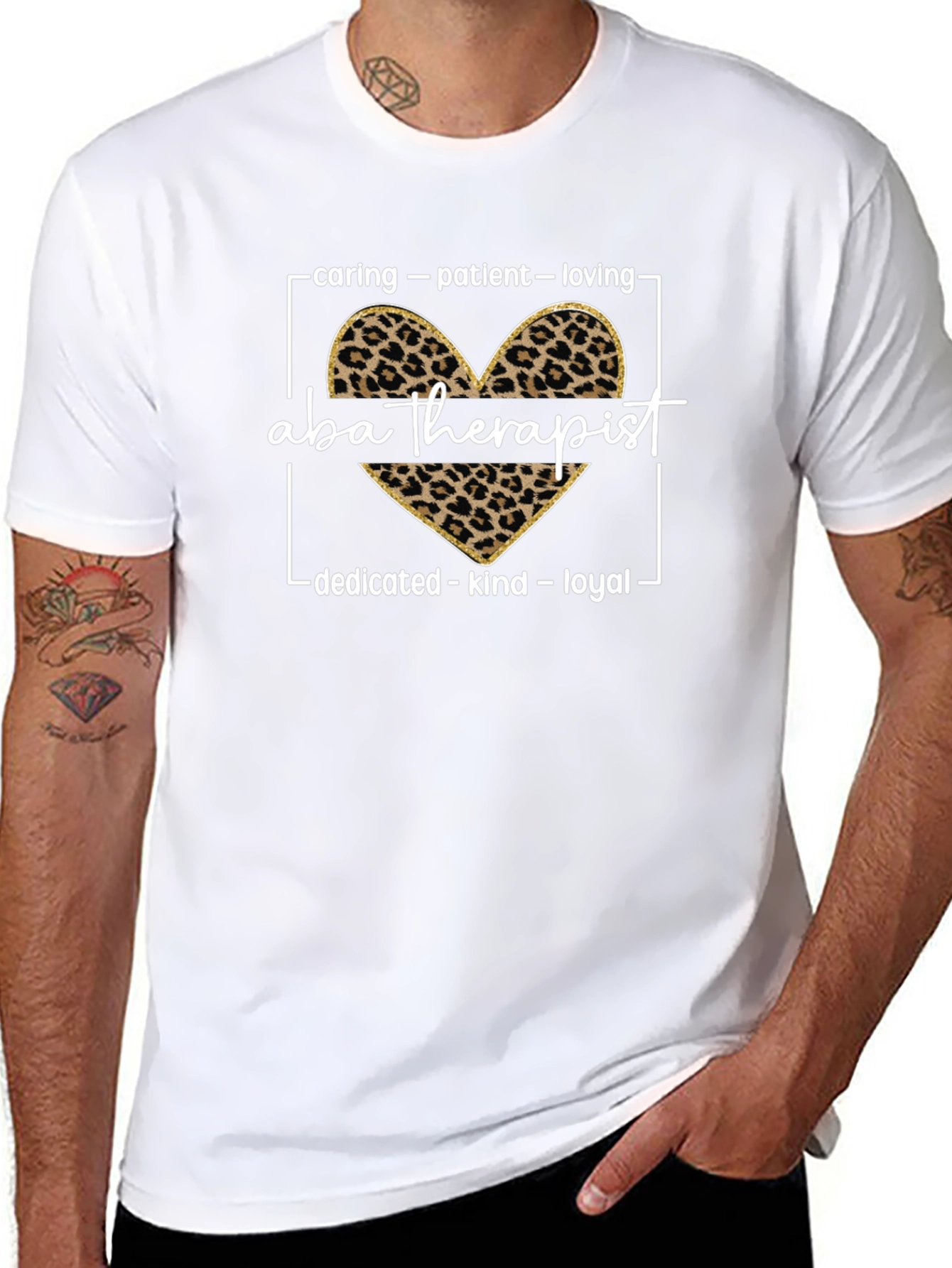 ABA Therapist Leopard Heart Graphic Tee
