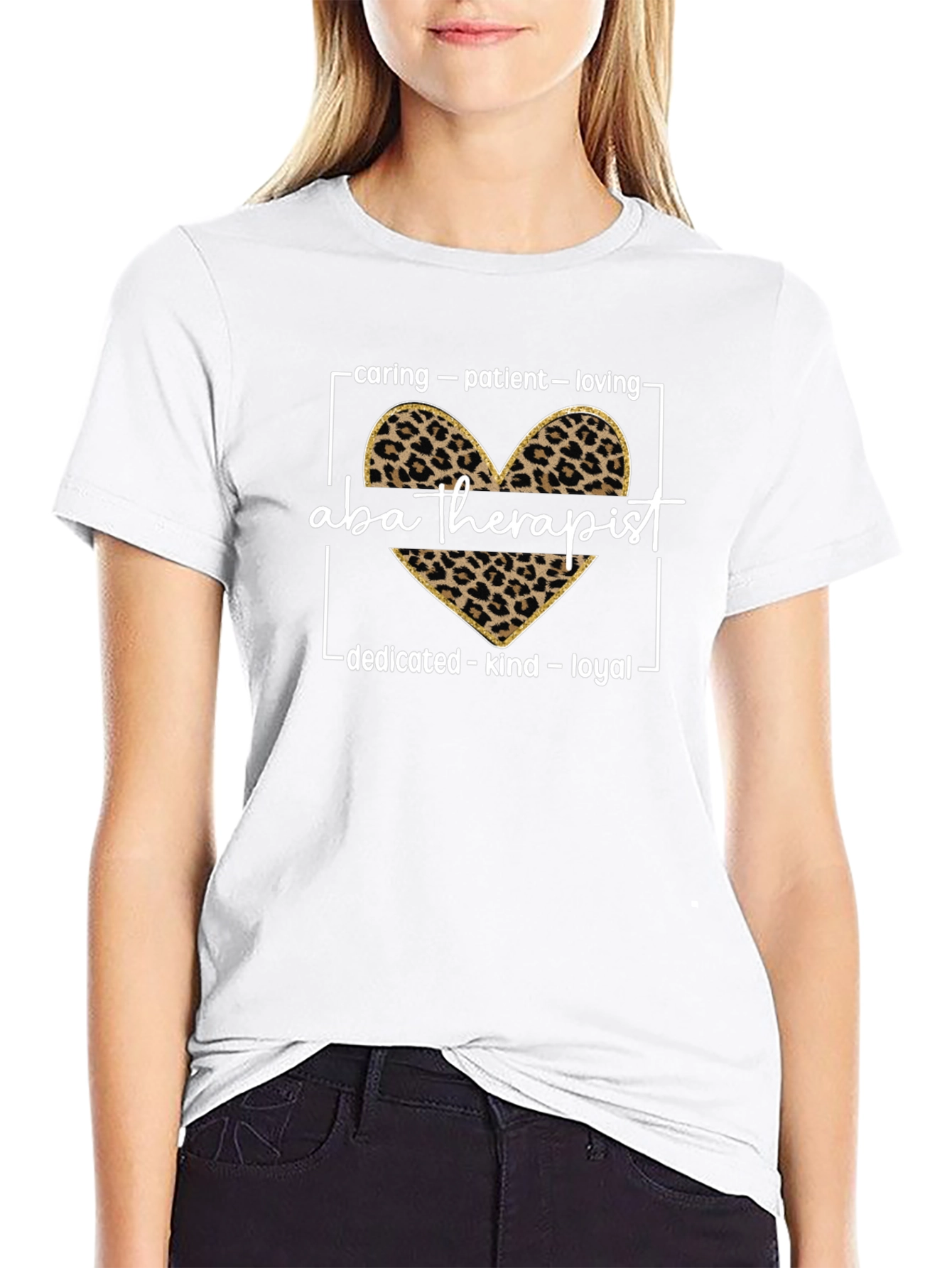 ABA Therapist Leopard Heart Graphic Tee