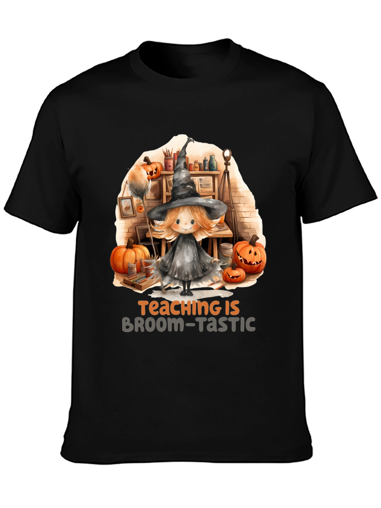 Broom-Tastic Teacher Halloween Graphic Tee