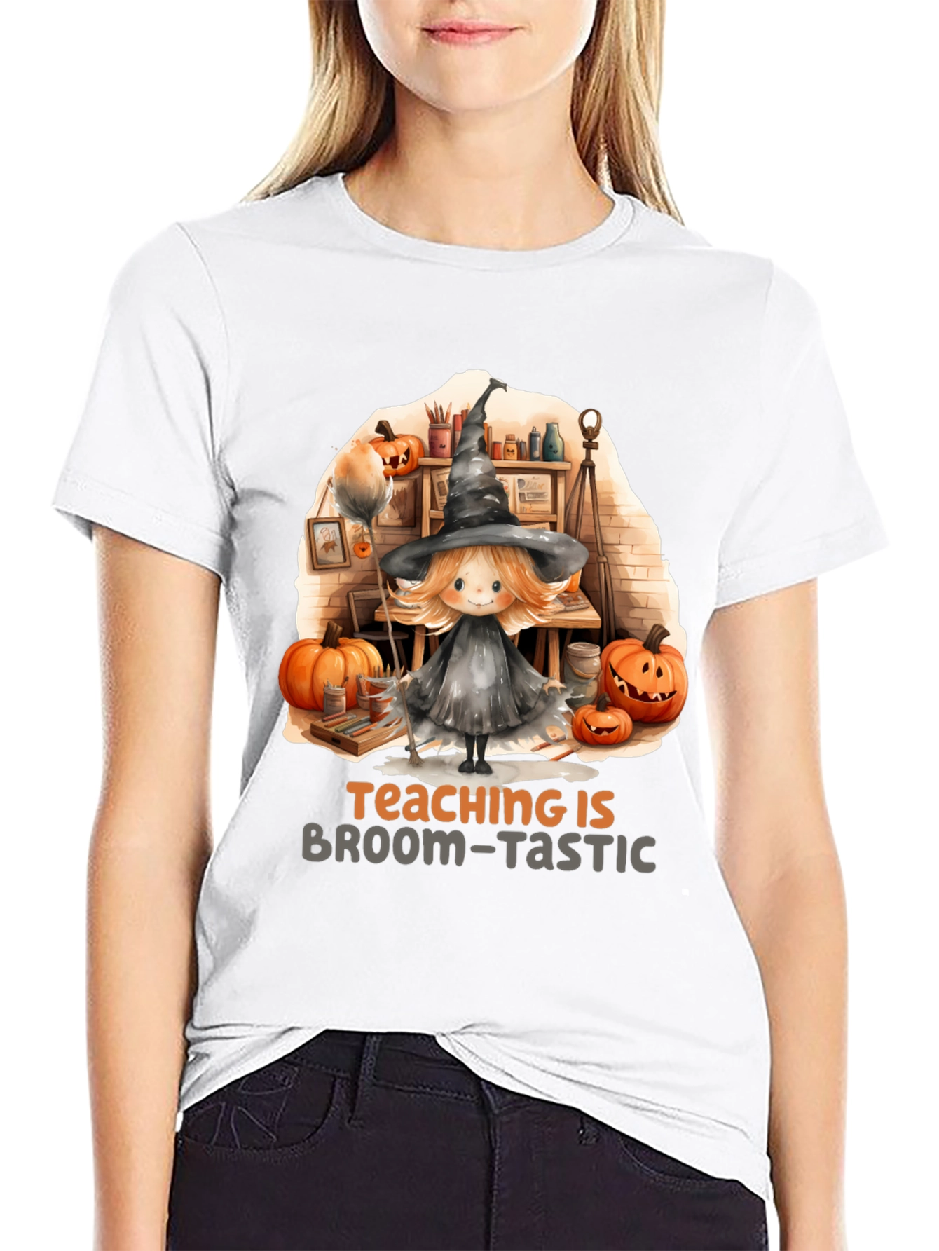 Broom-Tastic Teacher Halloween Graphic Tee