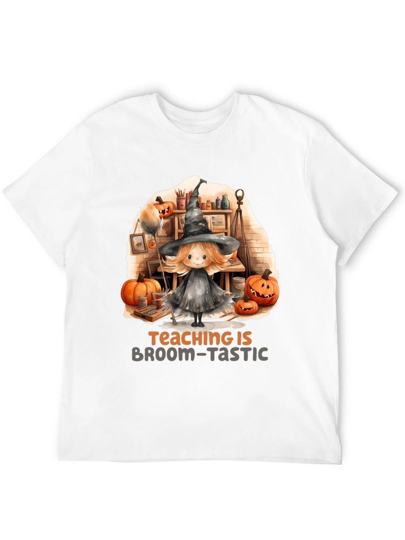 Broom-Tastic Teacher Halloween Graphic Tee