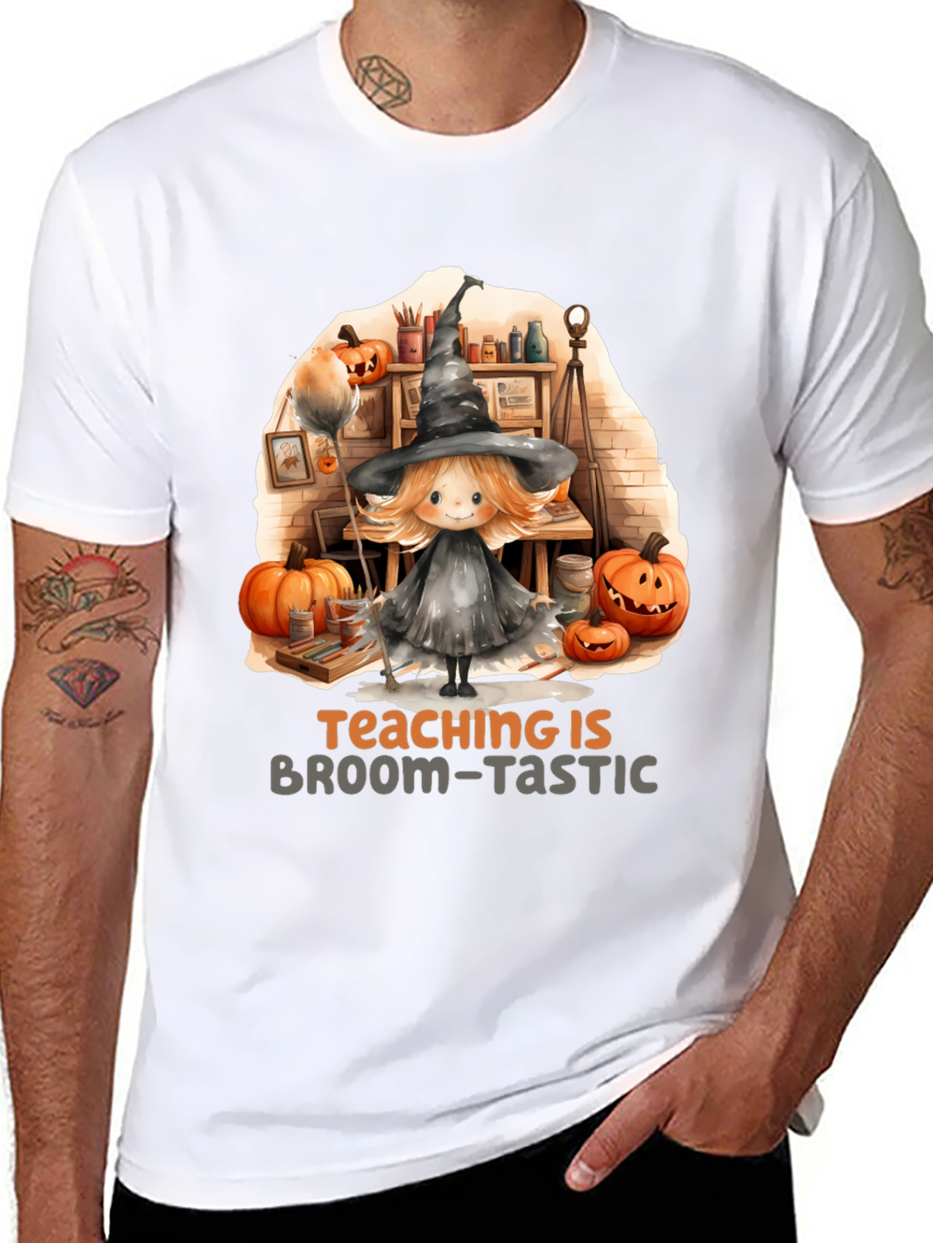 Broom-Tastic Teacher Halloween Graphic Tee