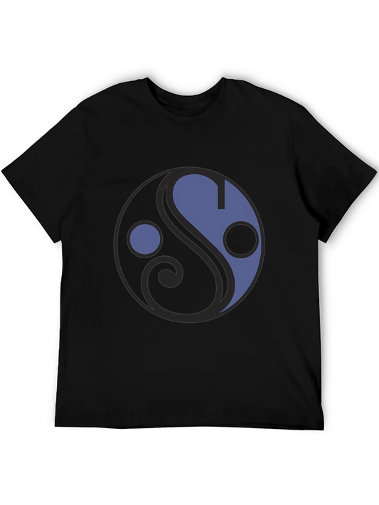 Yin Yang Style Graphic Print Black T-Shirt