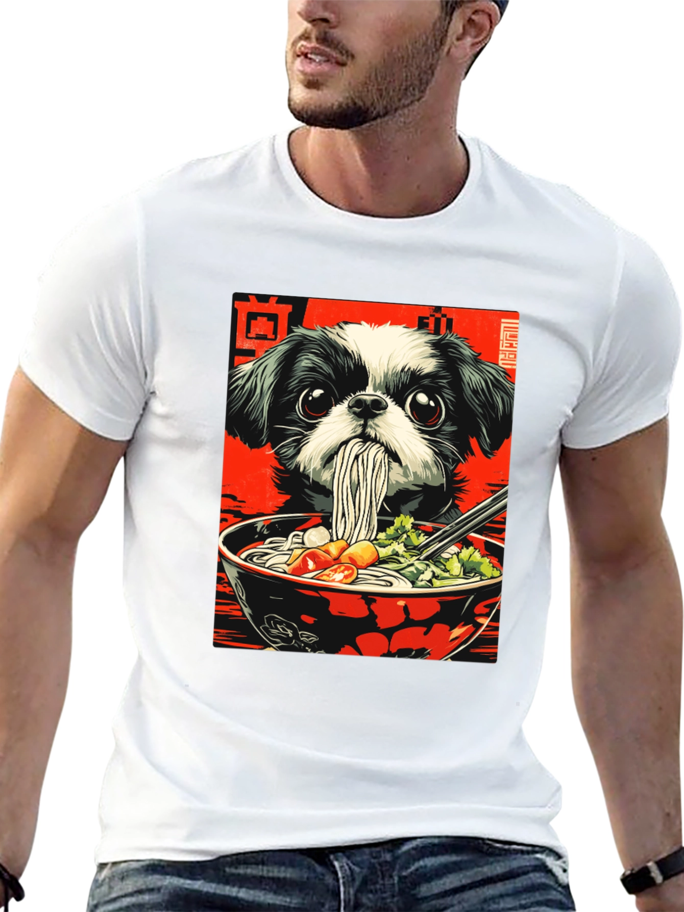 Dog Ramen Graphic Tee - Unique Anime Style Shirt